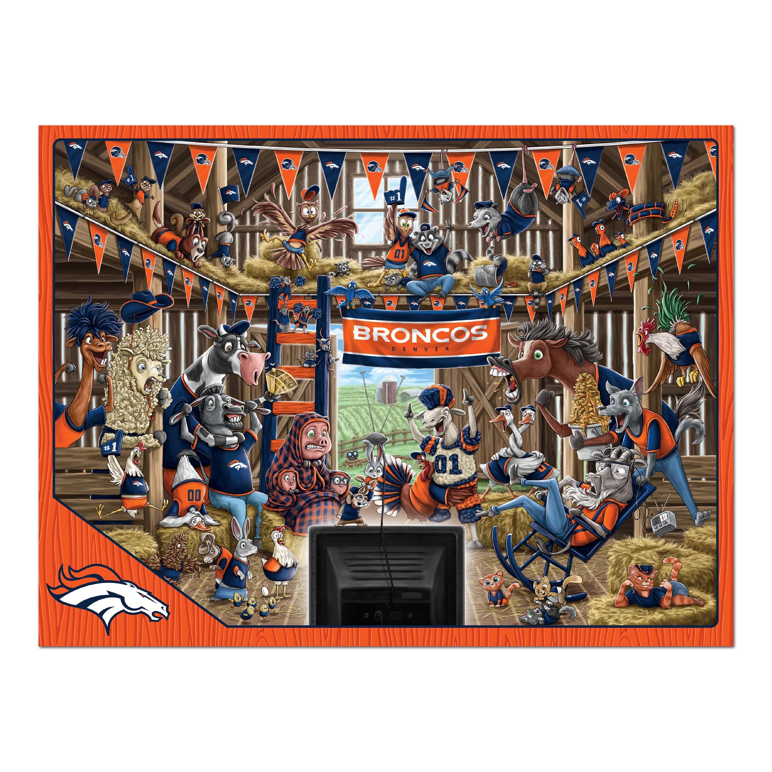 YouTheFan NFL Denver Broncos Barnyard Fans 500pc Puzzle - Sports Collectibles, Sports Memorabilia, Sports Fan Shop, Sports Gifts