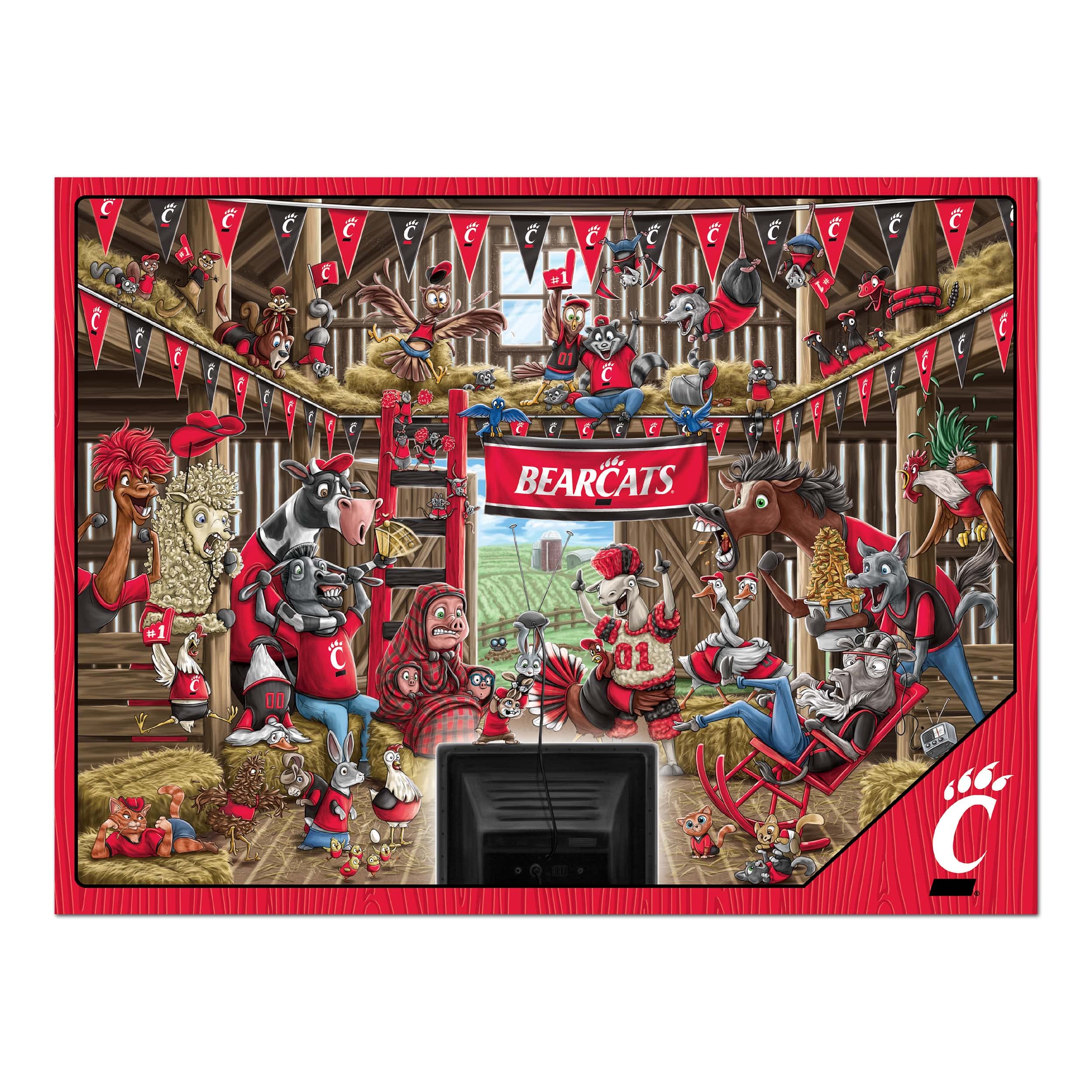 YouTheFan NCAA Cincinnati Bearcats Barnyard Fans 500pc Puzzle - Sports Collectibles, Sports Memorabilia, Sports Fan Shop, Sports Gifts