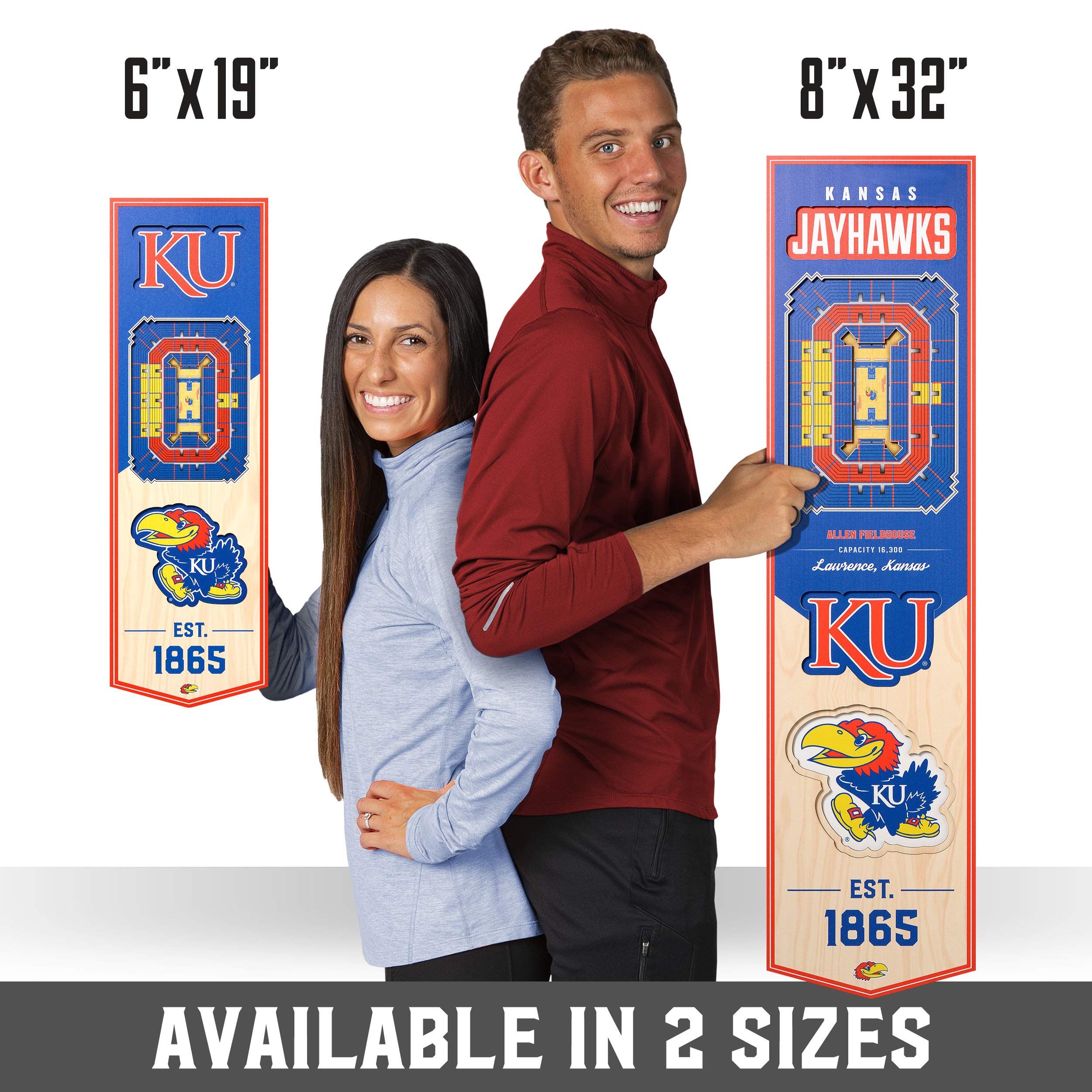 YouTheFan NCAA Kansas Jayhawks 3D Stadium 8x32 Banner - Allen Fieldhouse - Sports Collectibles, Sports Memorabilia, Sports Fan Shop, Sports Gifts