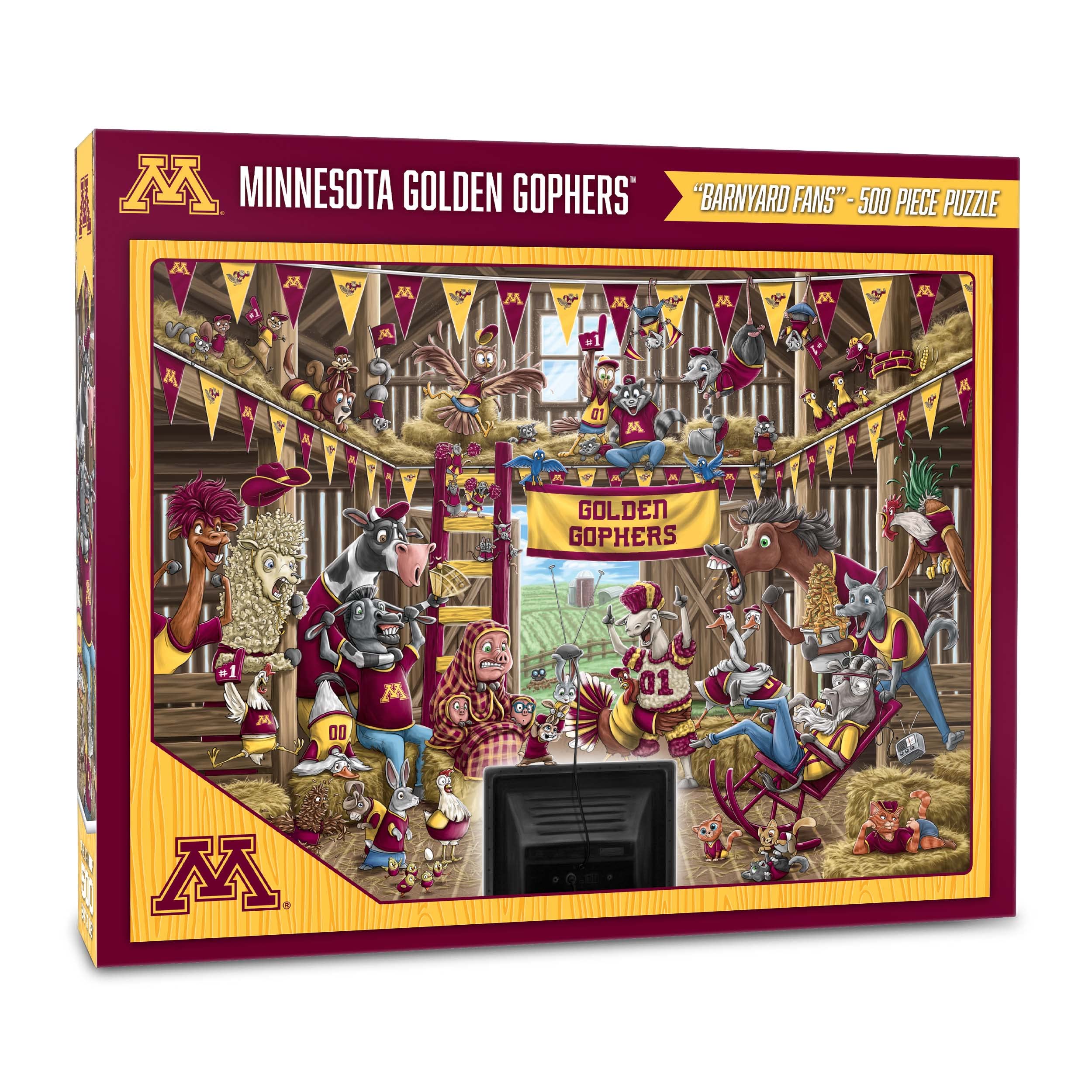 YouTheFan NCAA Minnesota Golden Gophers Barnyard Fans 500pc Puzzle - Sports Collectibles, Sports Memorabilia, Sports Fan Shop, Sports Gifts