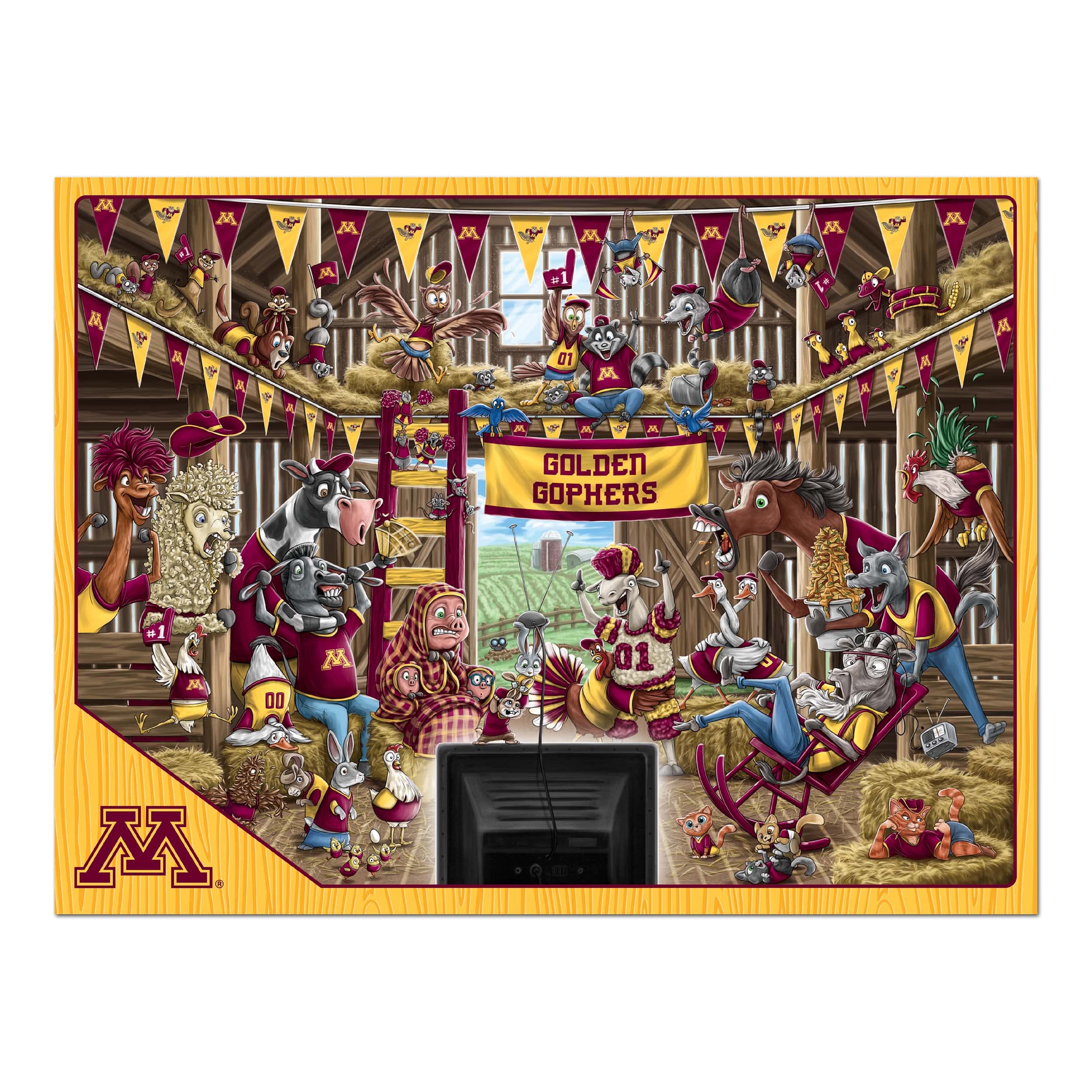 YouTheFan NCAA Minnesota Golden Gophers Barnyard Fans 500pc Puzzle - Sports Collectibles, Sports Memorabilia, Sports Fan Shop, Sports Gifts