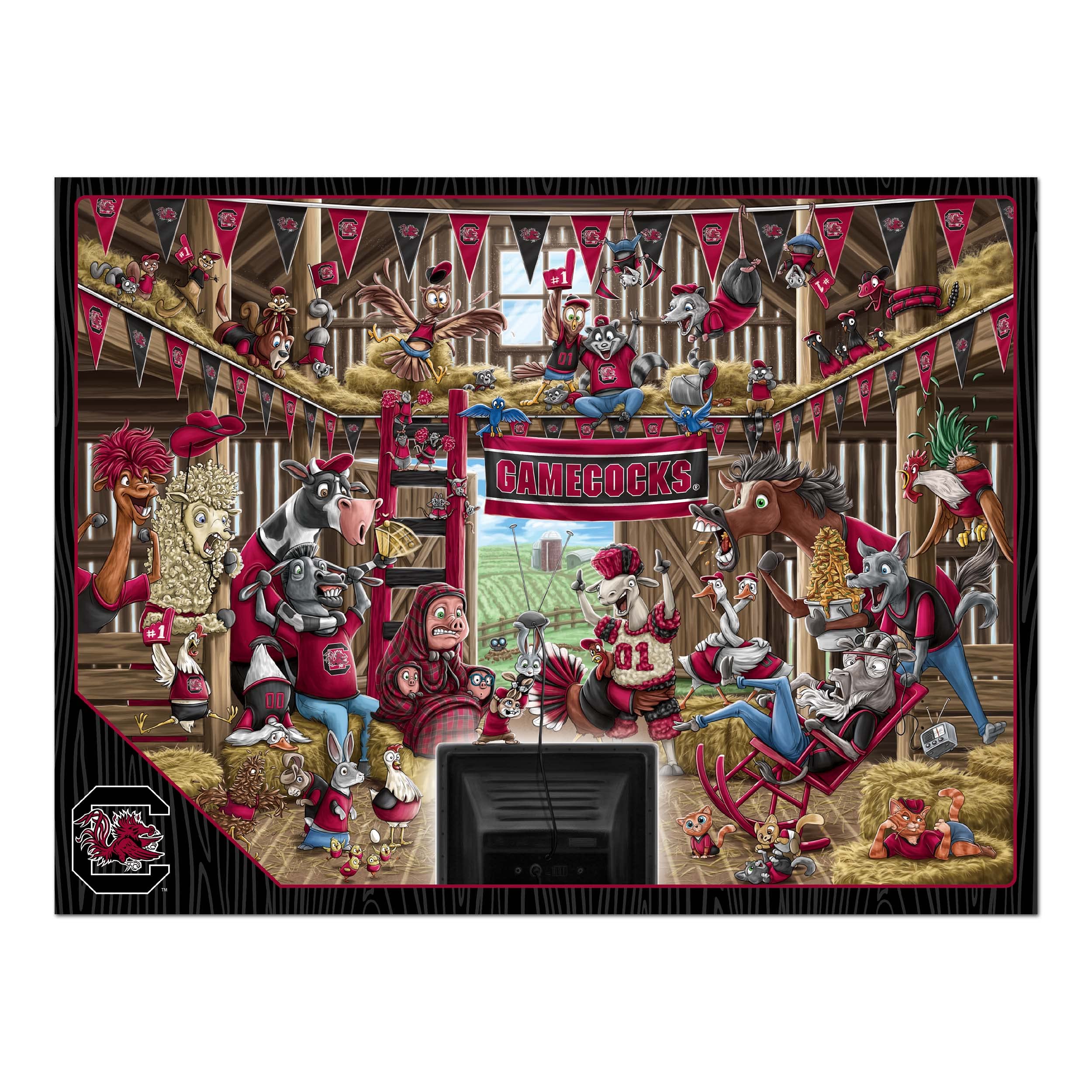 YouTheFan NCAA South Carolina Gamecocks Barnyard Fans 500pc Puzzle - Sports Collectibles, Sports Memorabilia, Sports Fan Shop, Sports Gifts
