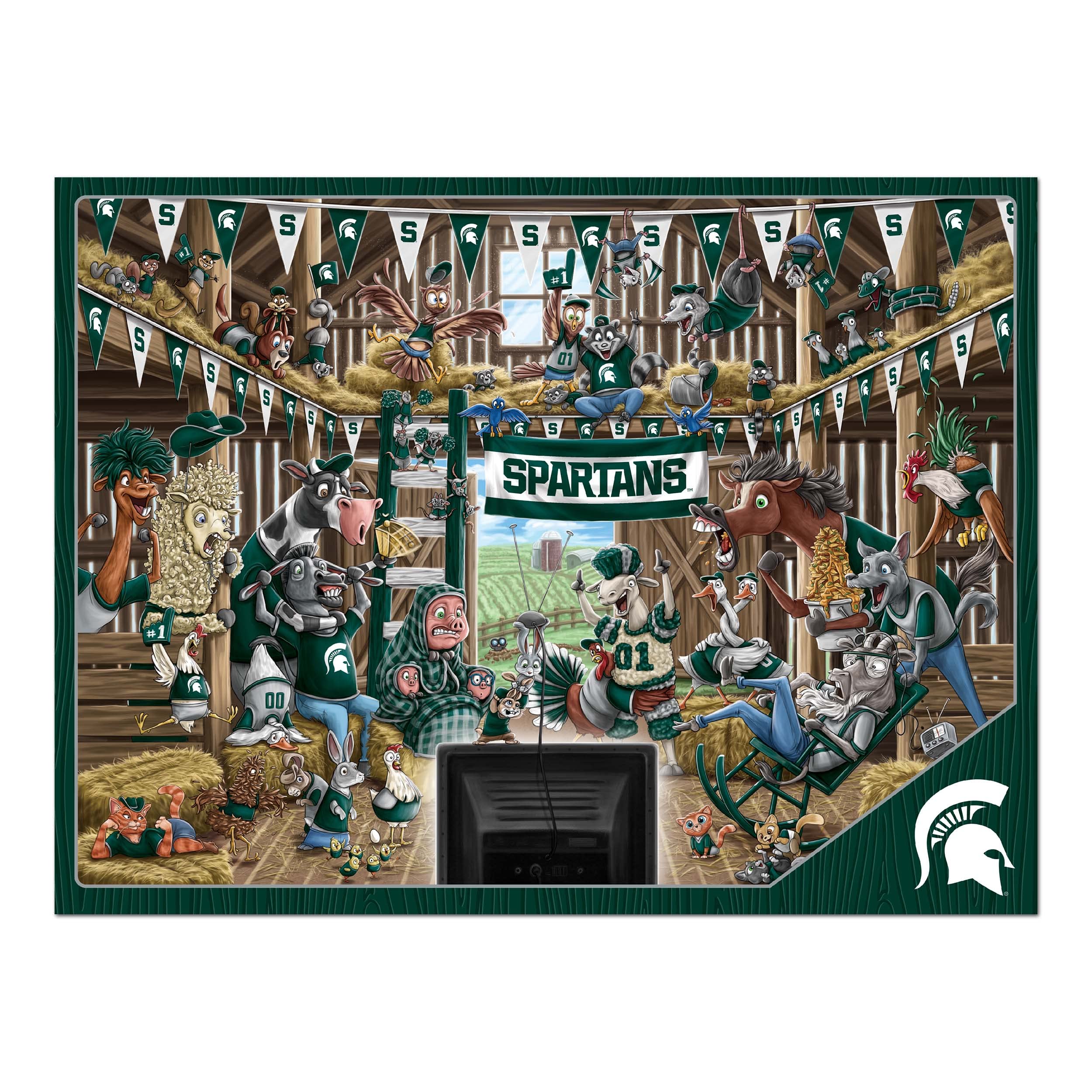 YouTheFan NCAA Michigan State Spartans Barnyard Fans 500pc Puzzle - Sports Collectibles, Sports Memorabilia, Sports Fan Shop, Sports Gifts