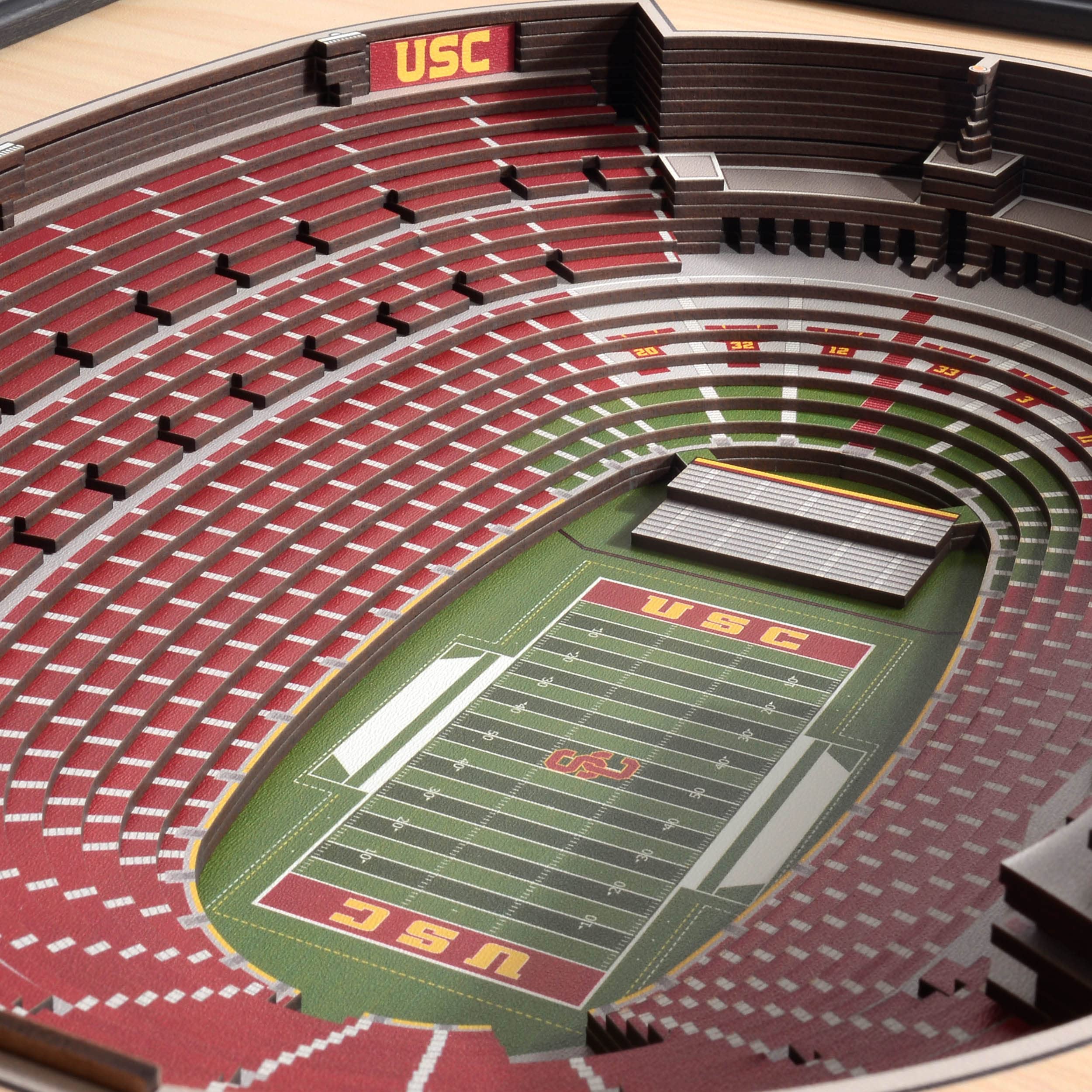 YouTheFan NCAA USC Trojans 25-Layer StadiumView 3D Wall Art , 25.5 x 3.5 x 19.5 Inches ,Brown - Sports Collectibles, Sports Memorabilia, Sports Fan Shop, Sports Gifts