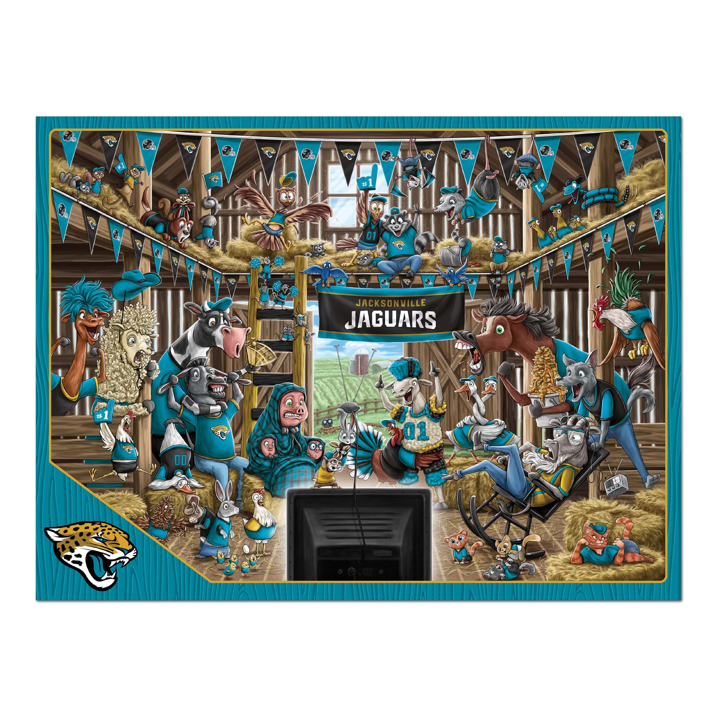 YouTheFan NFL Jacksonville Jaguars Barnyard Fans 500pc Puzzle - Sports Collectibles, Sports Memorabilia, Sports Fan Shop, Sports Gifts