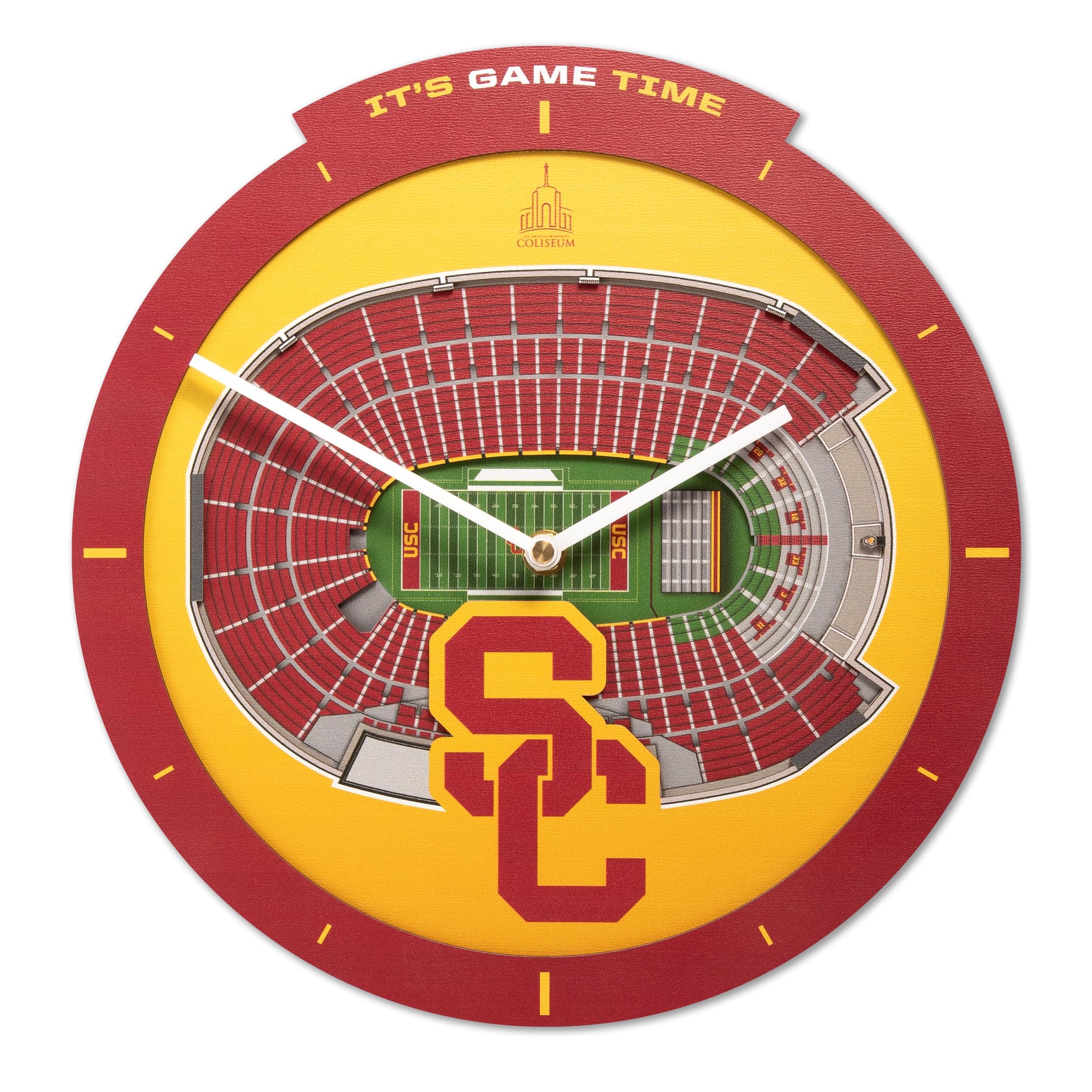 YouTheFan NCAA USC Trojans 3D StadiumView Clock - Sports Gifts, Sports Memorabilia, Sports Collectibles, Fan Shop