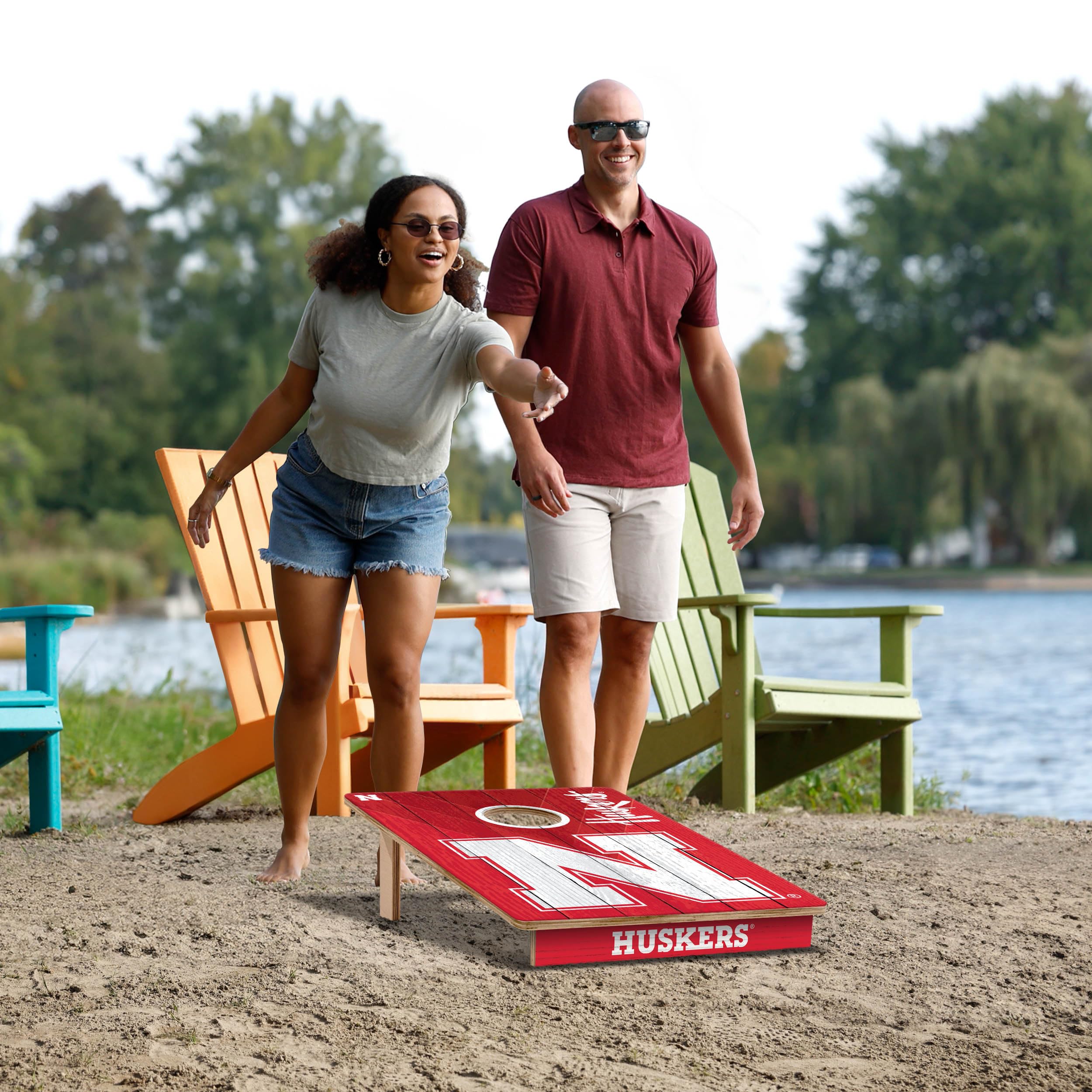 YouTheFan NCAA Nebraska Cornhuskers 2’ x 3’ Wood Cornhole Game with Logo Bags - Sports Collectibles, Sports Memorabilia, Sports Fan Shop, Sports Gifts