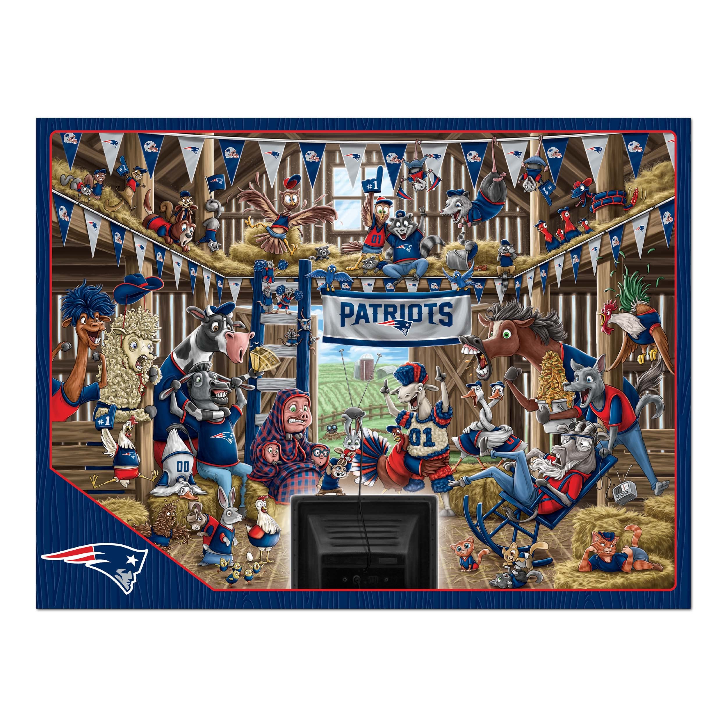 YouTheFan NFL New England Patriots Barnyard Fans 500pc Puzzle - Sports Collectibles, Sports Memorabilia, Sports Fan Shop, Sports Gifts
