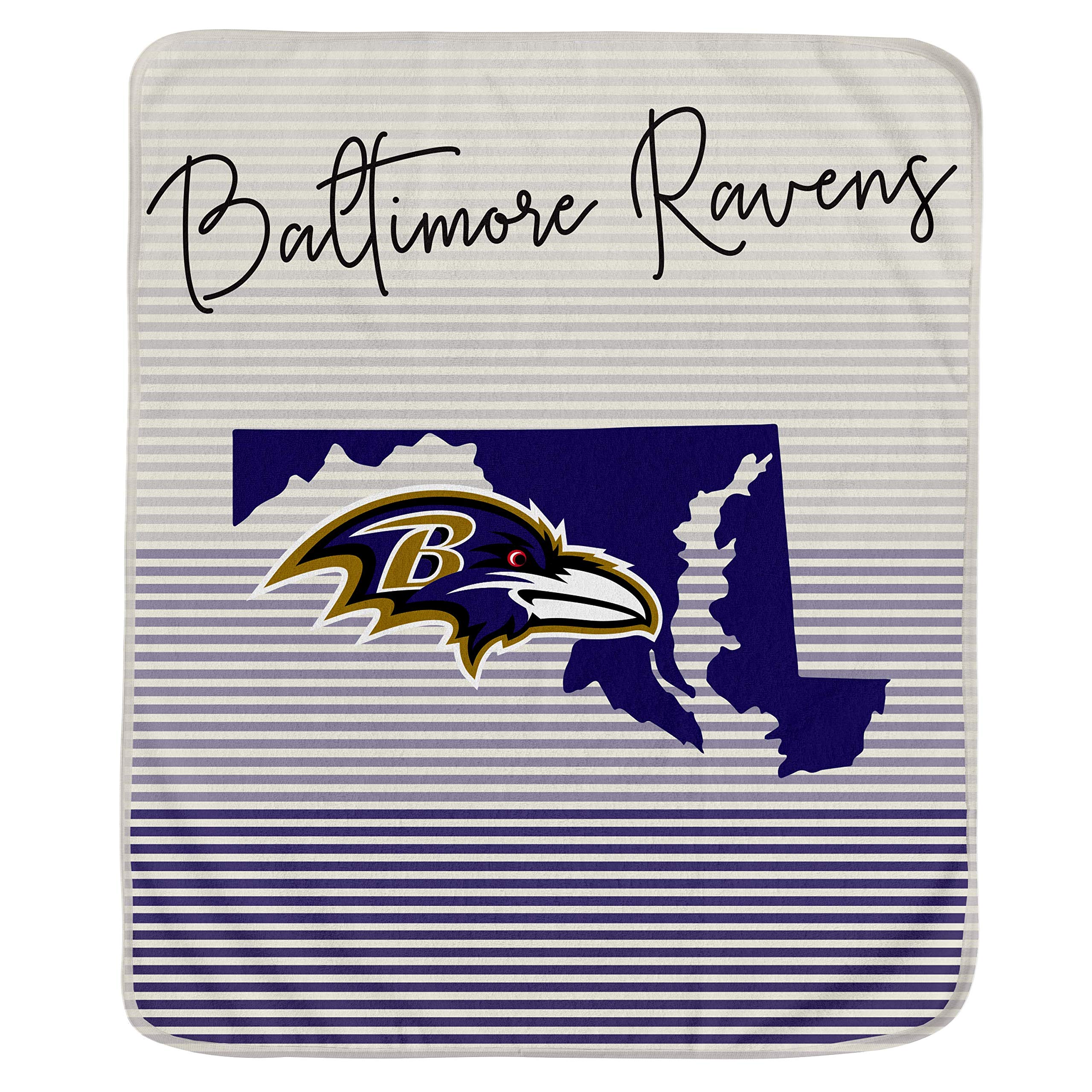 Pegasus Sports NFL Ultra Fleece State Stripe Blanket- Baltimore Ravens, Team Color, 60x70 - Sports Gifts, Sports Memorabilia, Sports Collectibles, Fan Shop