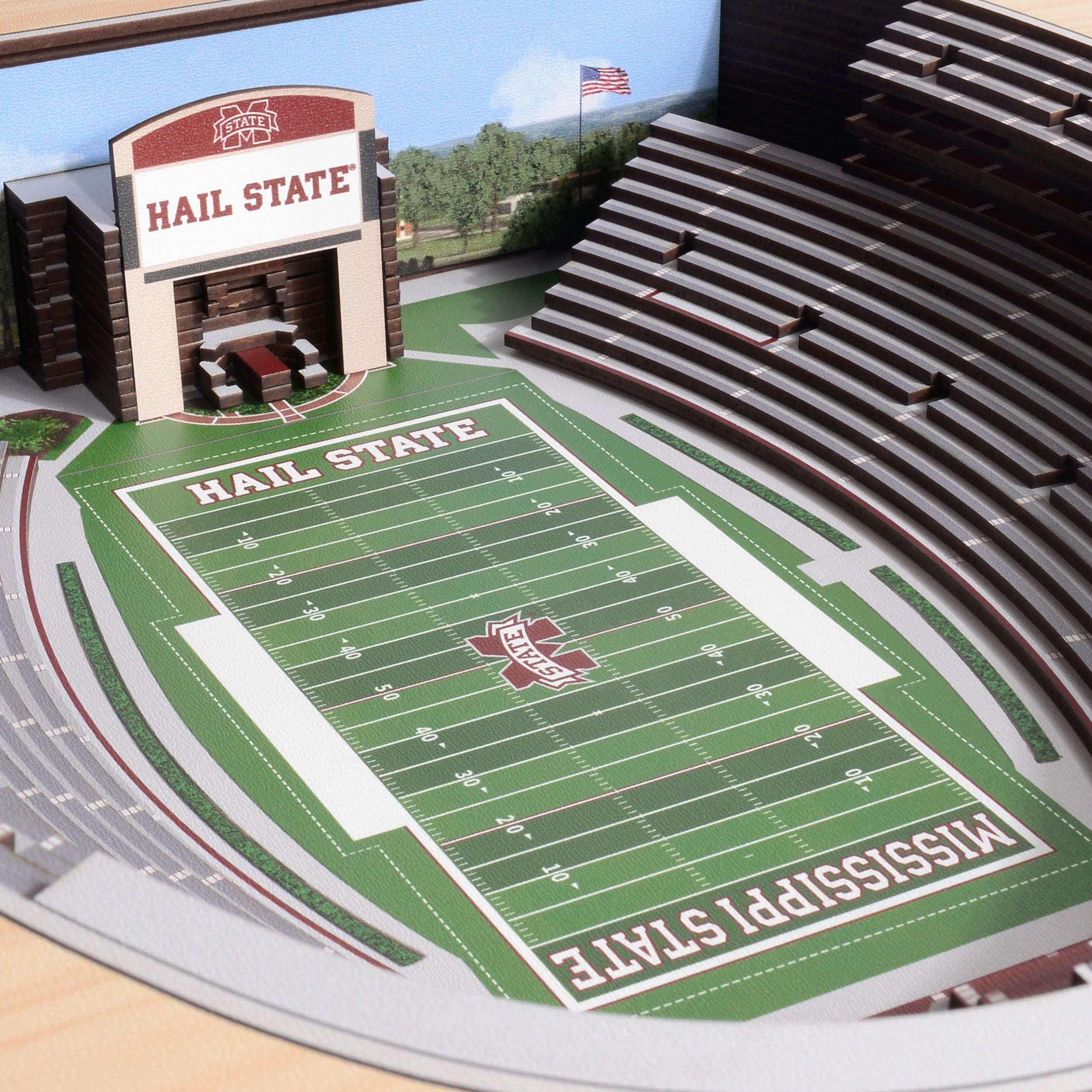 YouTheFan NCAA Mississippi State Bulldogs 25-Layer StadiumViews 3D Wall Art - Davis Wade Stadium at Scott Field, Brown - Sports Collectibles, Sports Memorabilia, Sports Fan Shop, Sports Gifts