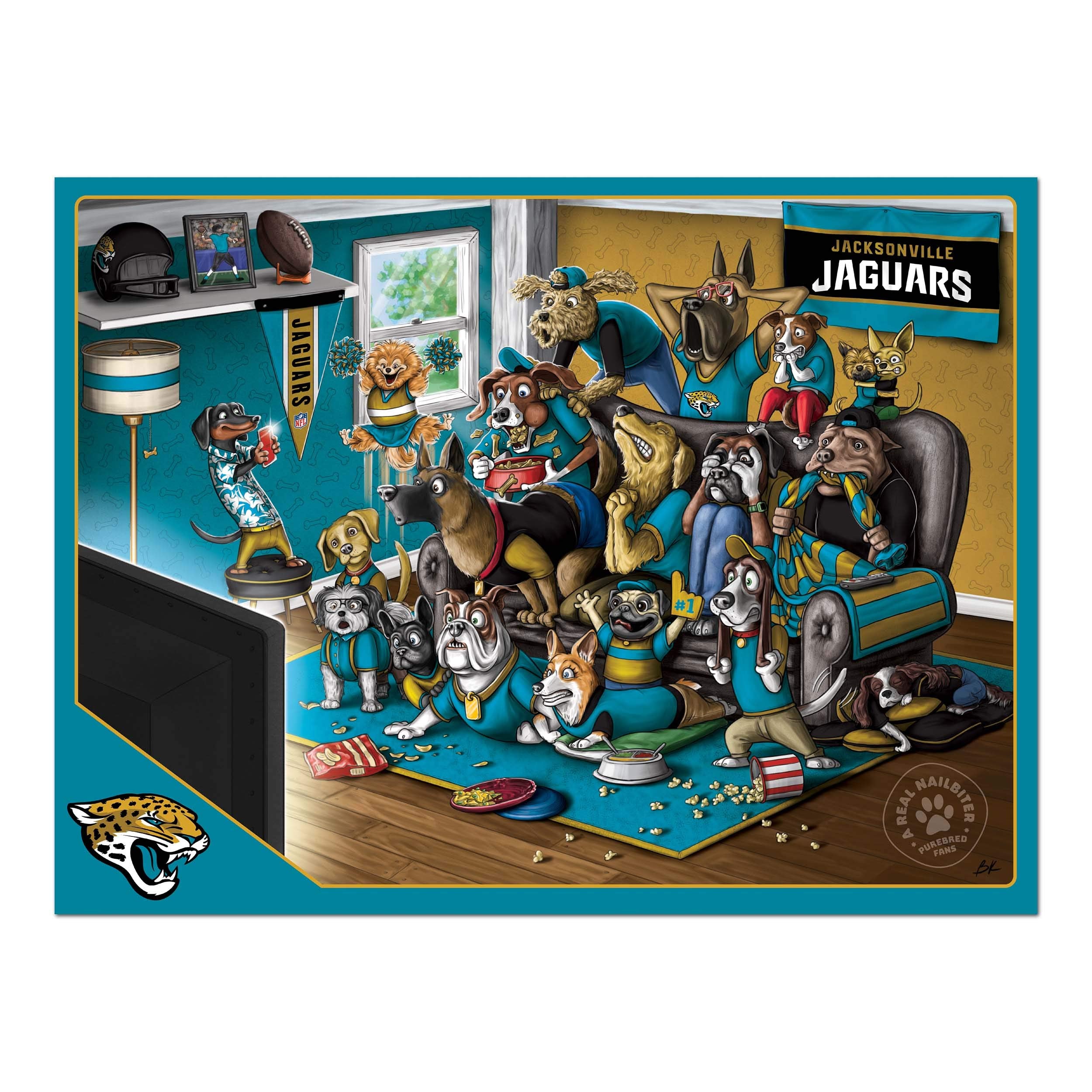 YouTheFan NFL Jacksonville Jaguars Purebred Fans 500pc Puzzle - A Real Nailbiter - Sports Collectibles, Sports Memorabilia, Sports Fan Shop, Sports Gifts
