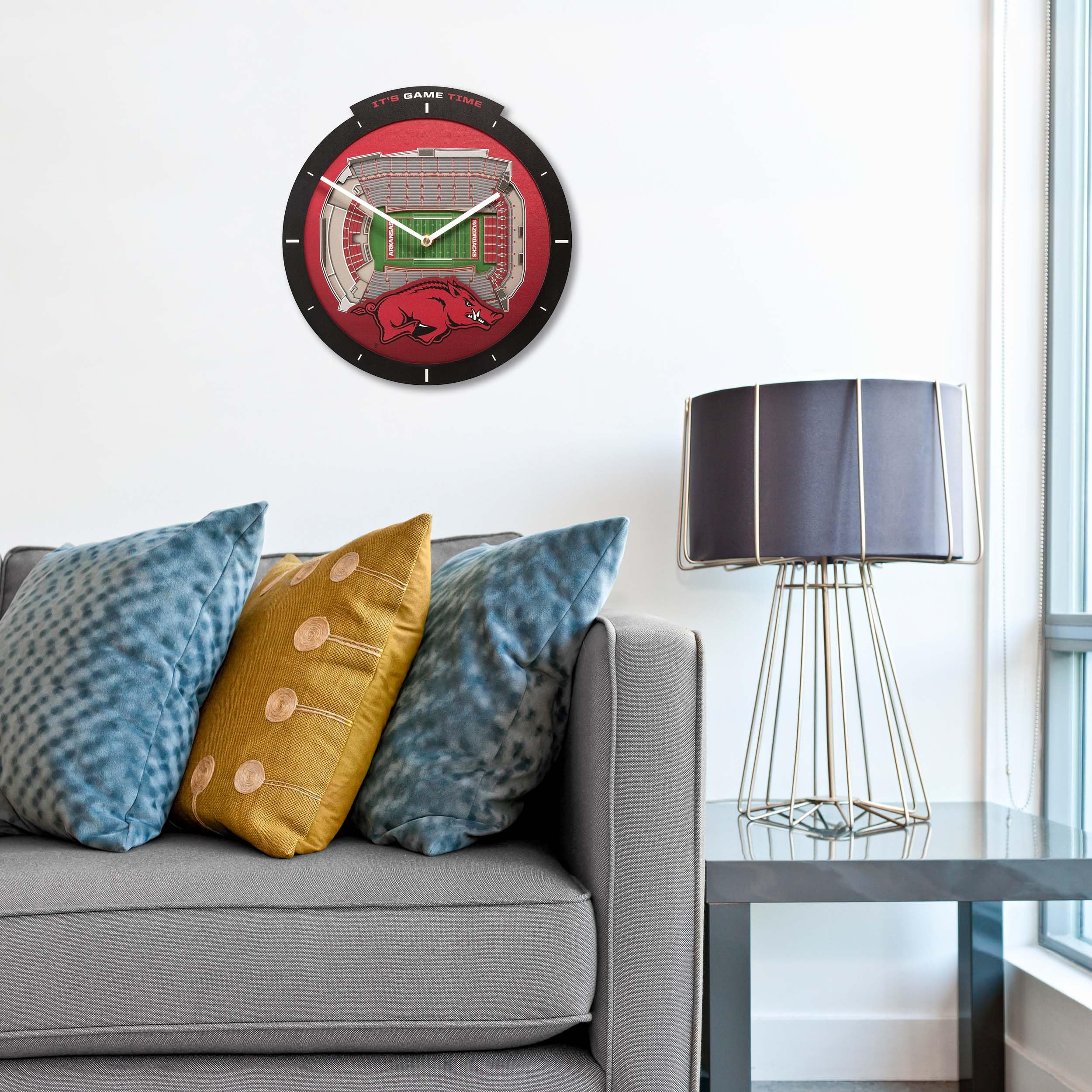 YouTheFan NCAA Arkansas Razorbacks 3D StadiumView Clock - Sports Collectibles, Sports Memorabilia, Sports Fan Shop, Sports Gifts