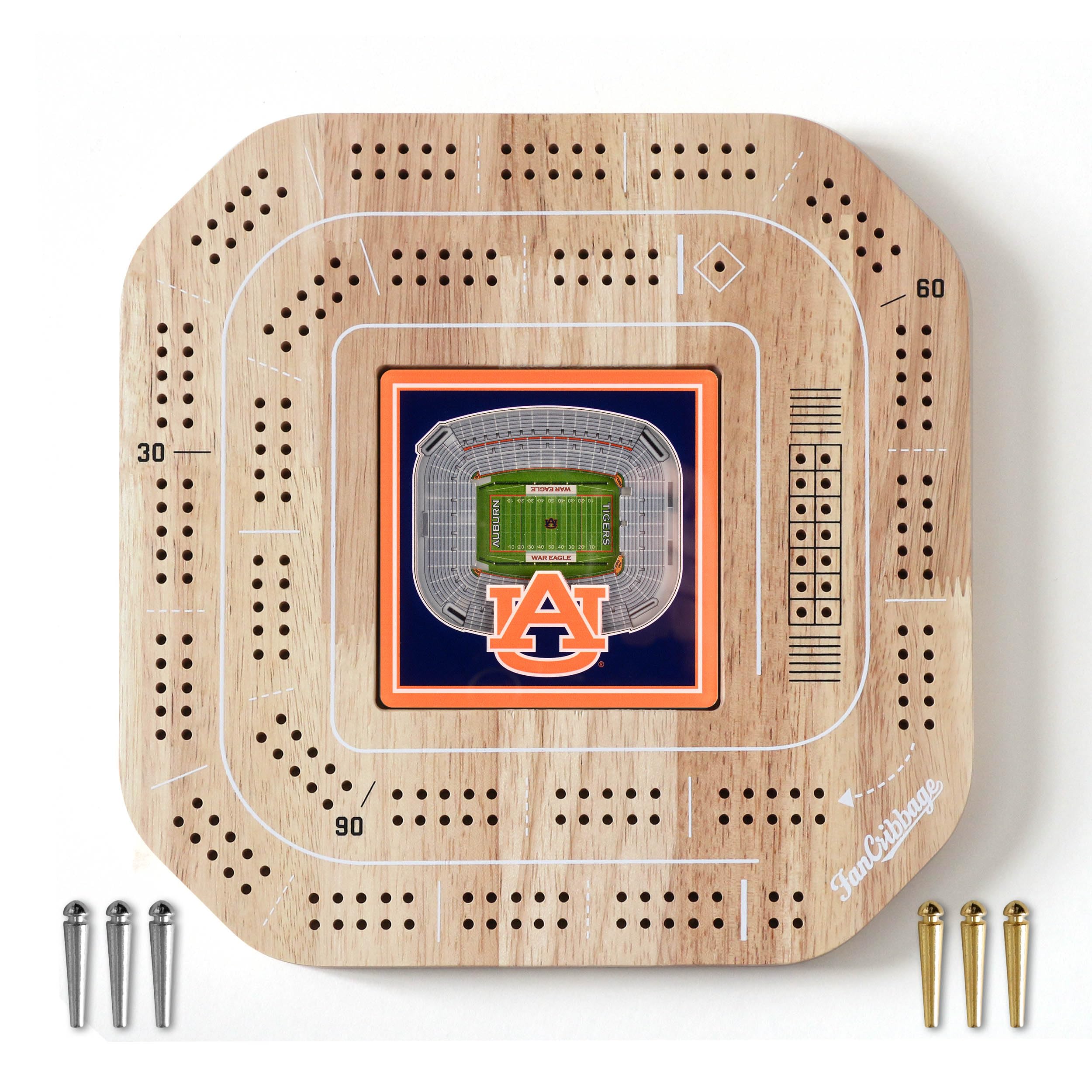 YouTheFan NCAA Auburn Tigers Licensed Fan Cribbage Wood Board Game - Sports Collectibles, Sports Memorabilia, Sports Fan Shop, Sports Gifts