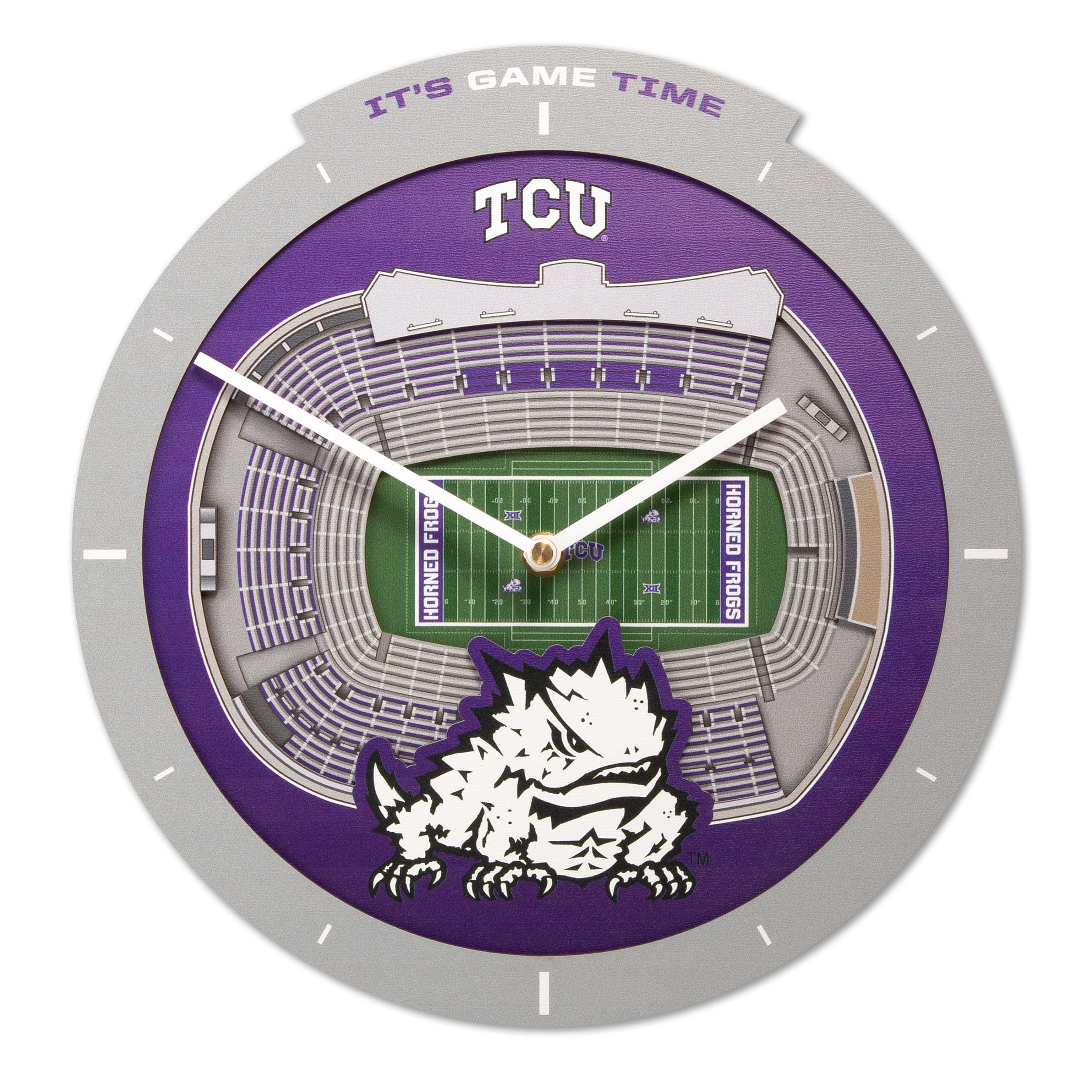 YouTheFan NCAA TCU Horned Frogs 3D StadiumView Clock - Sports Collectibles, Sports Memorabilia, Sports Fan Shop, Sports Gifts