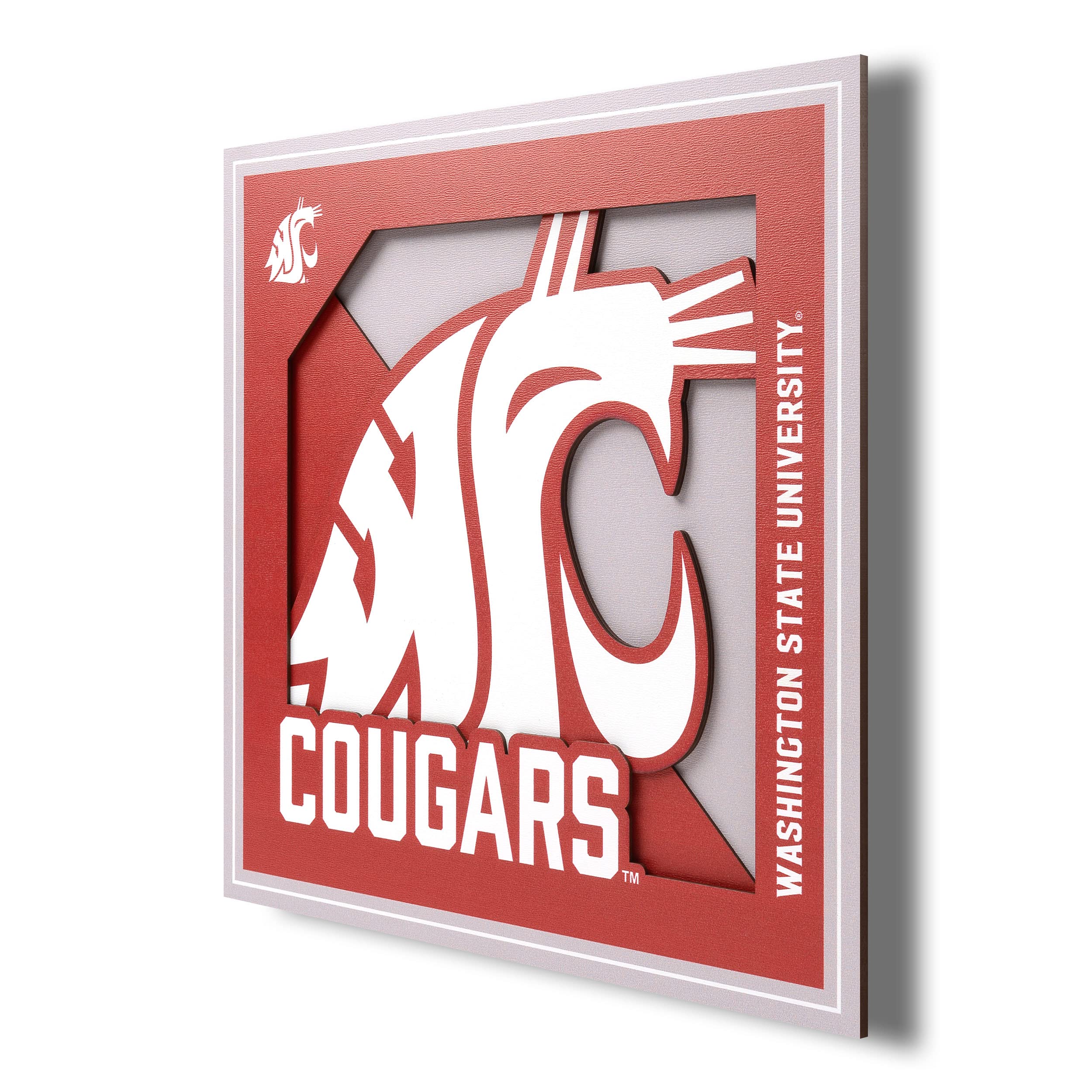 YouTheFan NCAA Washington State Cougars 3D Logo Series Wall Art - 12x12 - Sports Collectibles, Sports Memorabilia, Sports Fan Shop, Sports Gifts