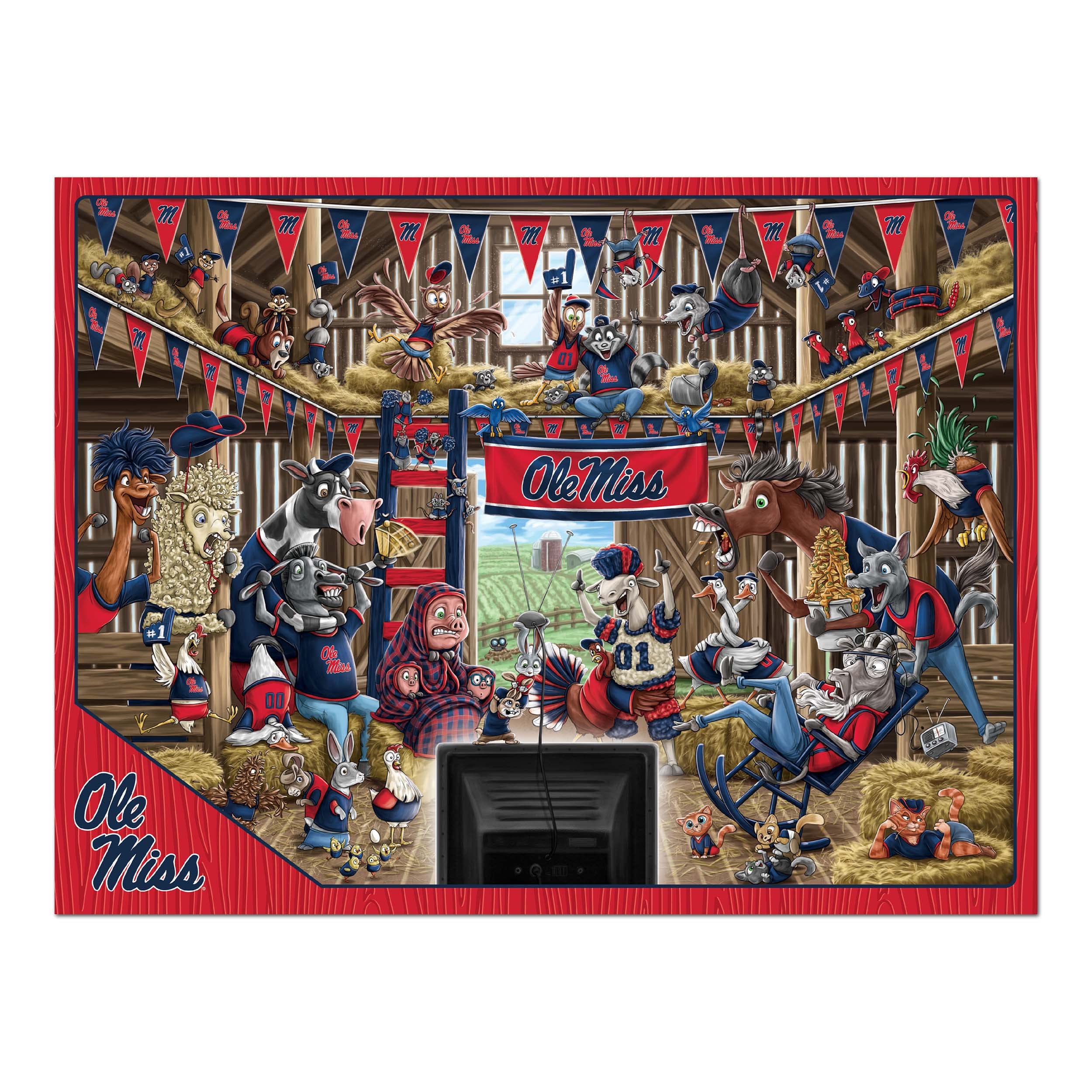YouTheFan NCAA Mississippi Rebels Barnyard Fans 500pc Puzzle - Sports Collectibles, Sports Memorabilia, Sports Fan Shop, Sports Gifts