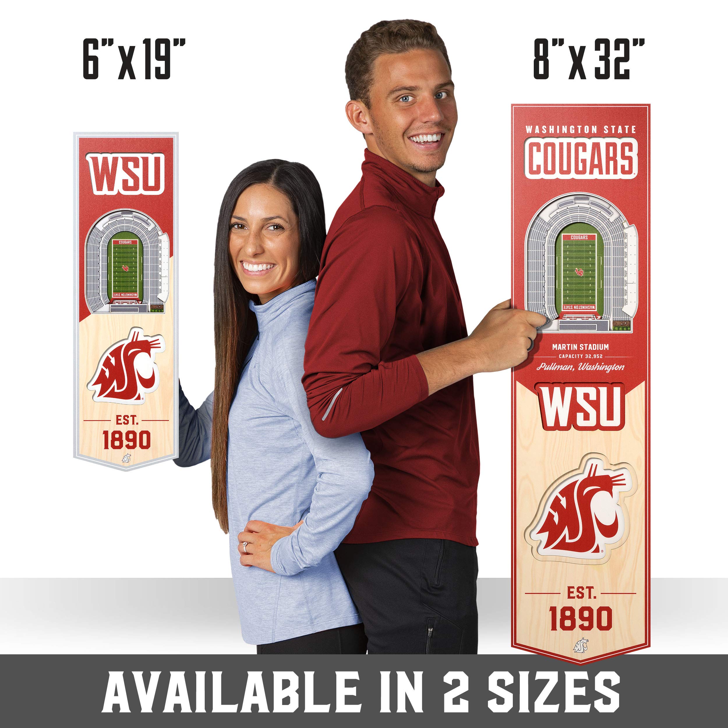YouTheFan NCAA Washington State Cougars 3D Stadium 8x32 Banner - Martin Stadium - Sports Collectibles, Sports Memorabilia, Sports Fan Shop, Sports Gifts