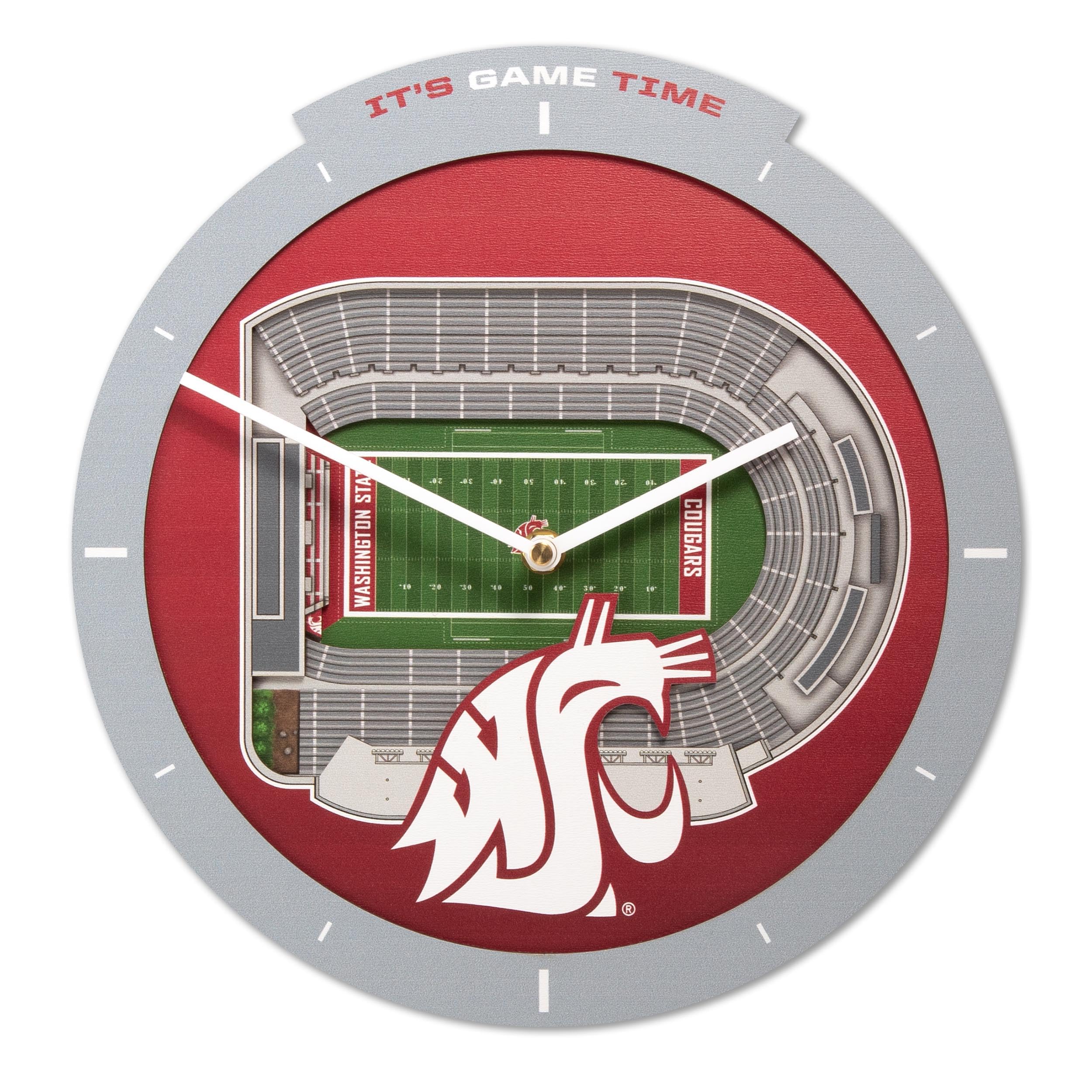 YouTheFan NCAA Washington State Cougars 3D StadiumView Clock - Sports Collectibles, Sports Memorabilia, Sports Fan Shop, Sports Gifts