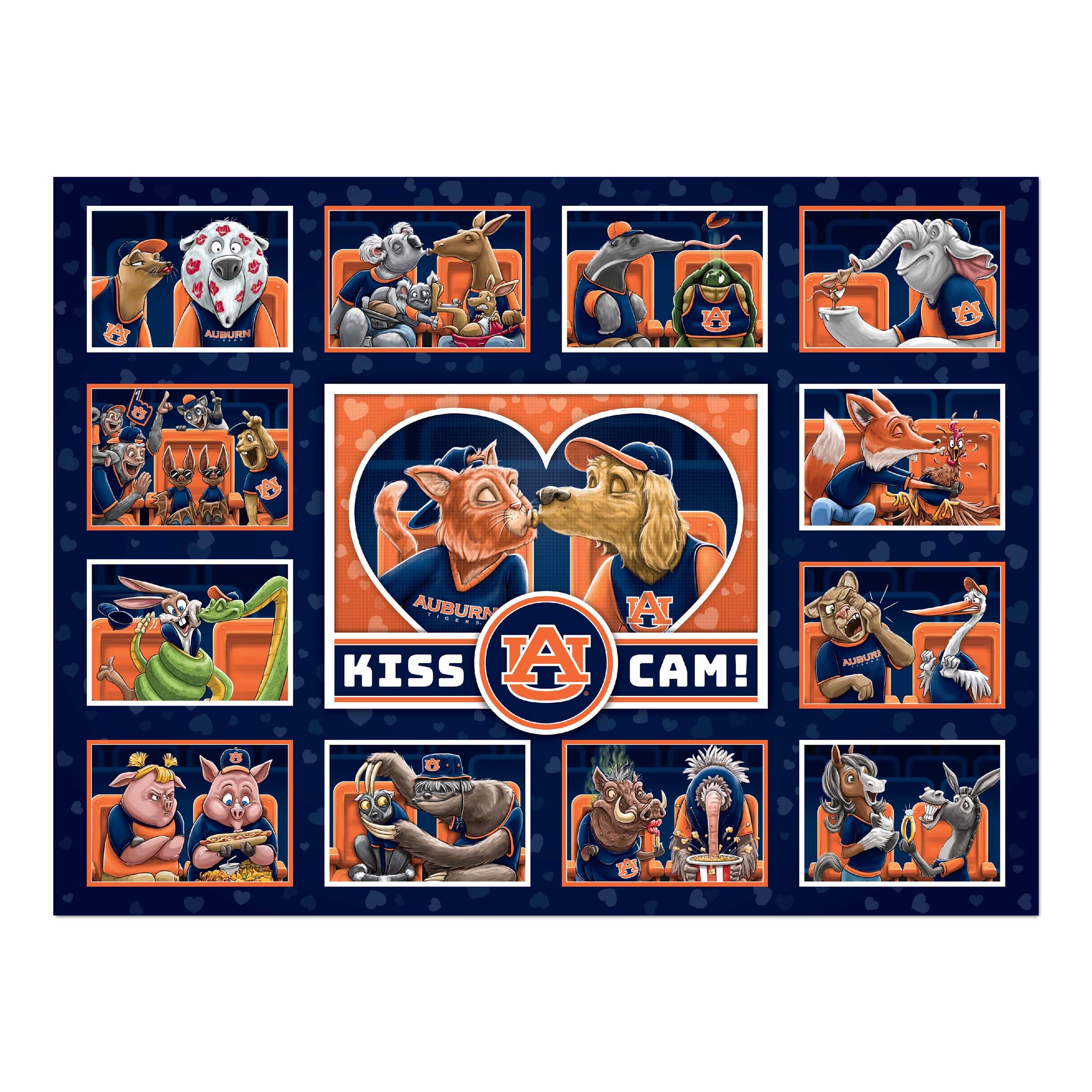 YouTheFan NCAA Auburn Tigers Kiss Cam 500pc Puzzle - Sports Collectibles, Sports Memorabilia, Sports Fan Shop, Sports Gifts