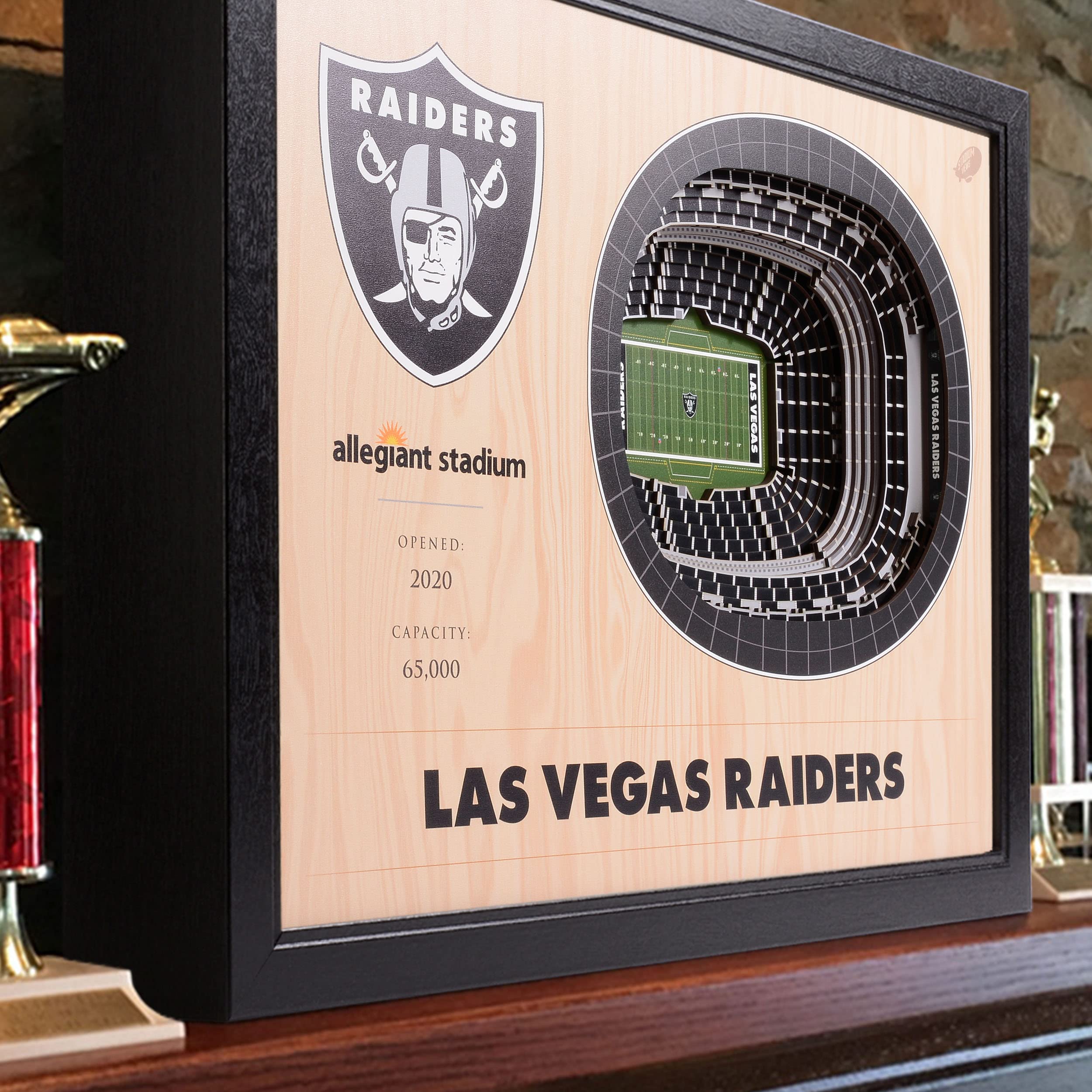 YouTheFan NFL Las Vegas Raiders 25-Layer StadiumViews 3D Wall Art - Allegiant Stadium, 19.50" x 25.50", Team Colors - Sports Collectibles, Sports Memorabilia, Sports Fan Shop, Sports Gifts