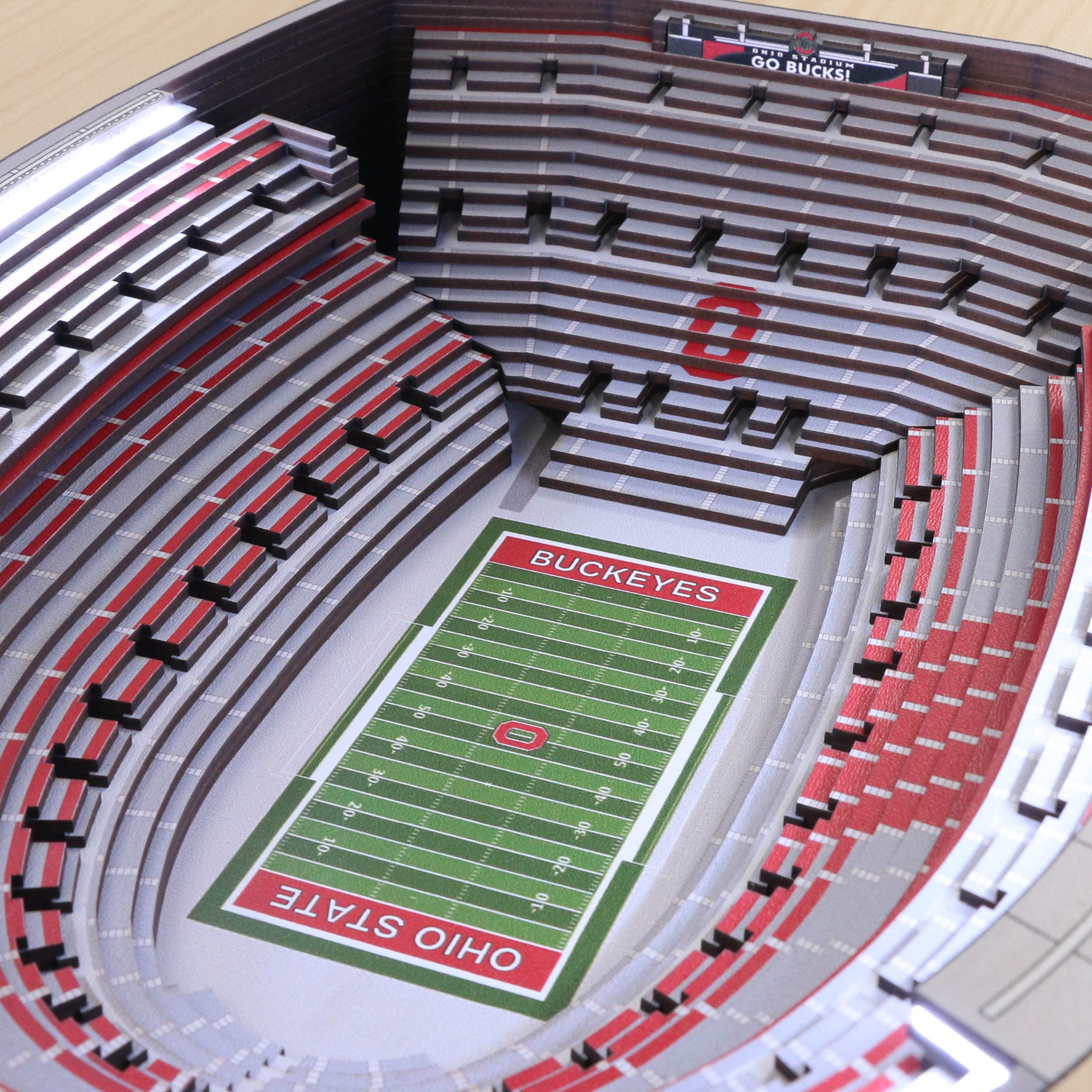 YouTheFan NCAA Ohio State Buckeyes 100th 25-Layer StadiumViews Lighted End Table - Ohio Stadium - Sports Collectibles, Sports Memorabilia, Sports Fan Shop, Sports Gifts