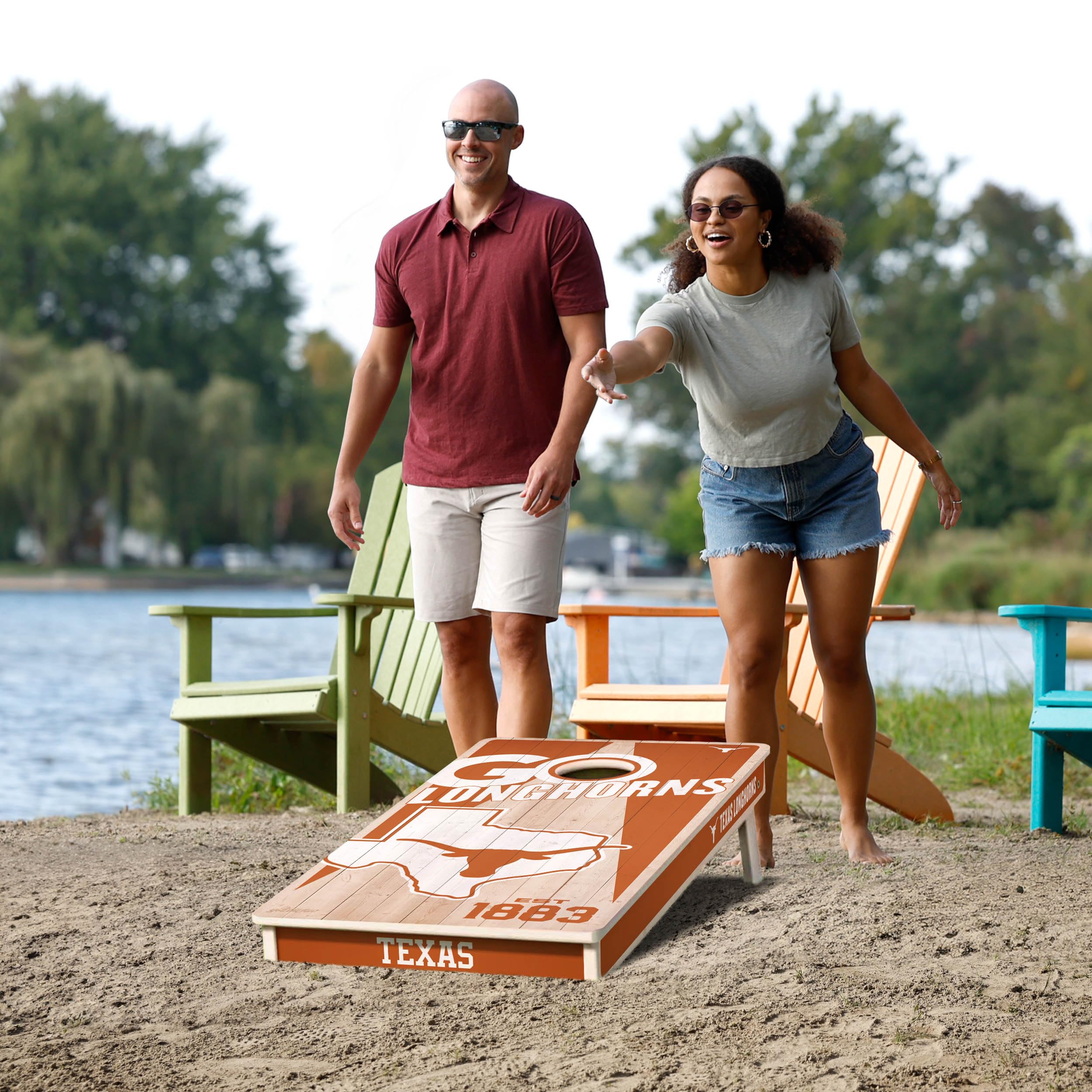 YouTheFan NCAA Texas Longhorns 2’ x 4’ Professional Wood Cornhole Game with Logo Bags - Sports Collectibles, Sports Memorabilia, Sports Fan Shop, Sports Gifts