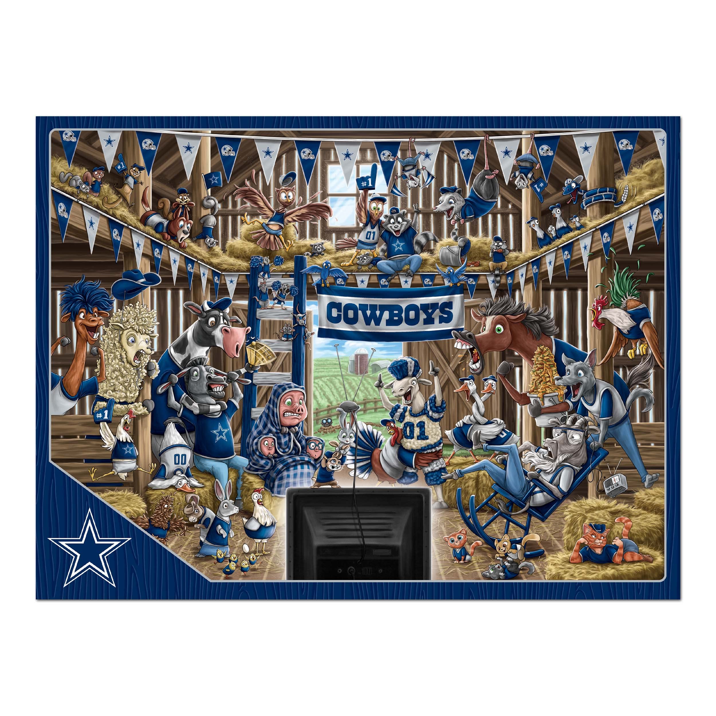 YouTheFan NFL Dallas Cowboys Barnyard Fans 500pc Puzzle - Sports Collectibles, Sports Memorabilia, Sports Fan Shop, Sports Gifts