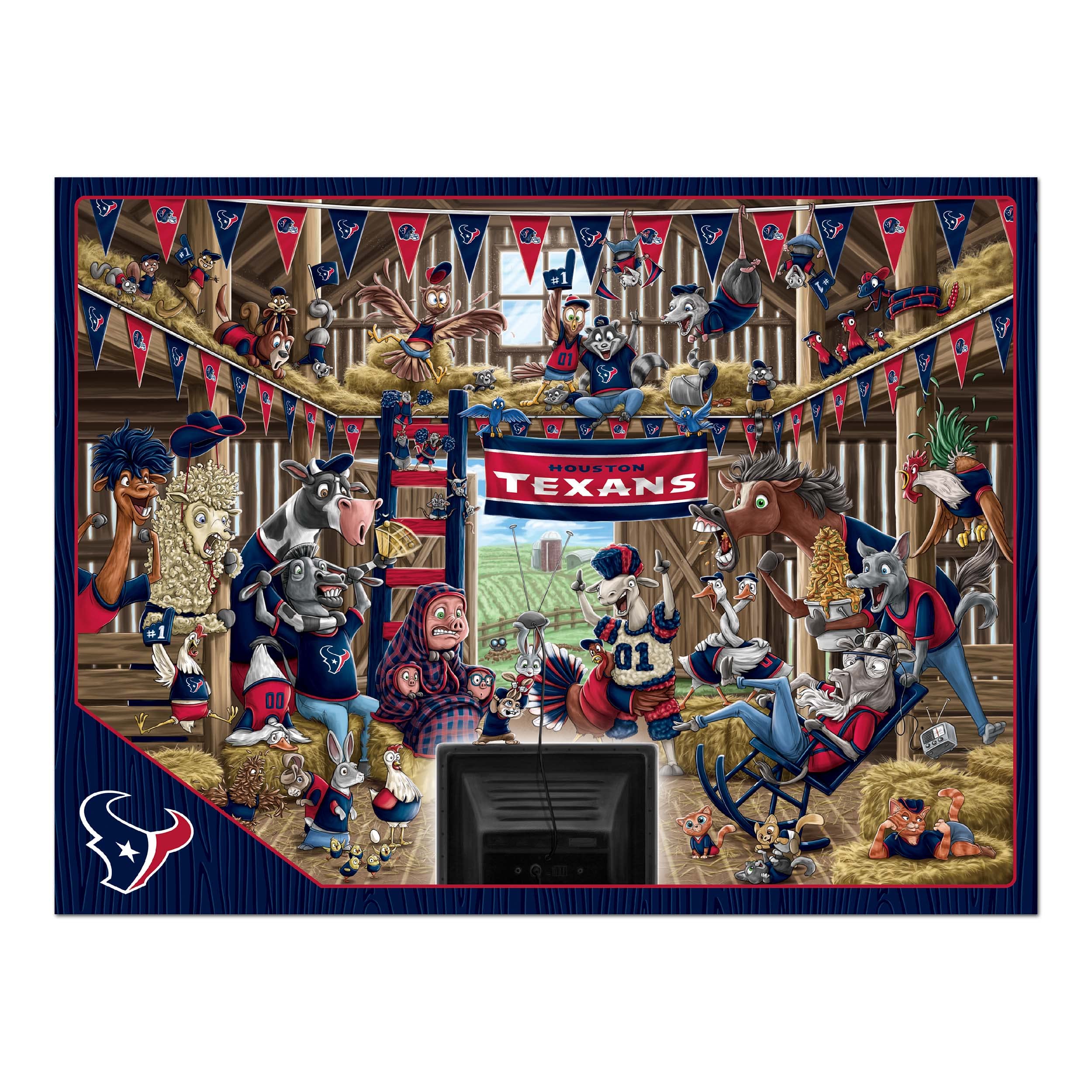 YouTheFan NFL Houston Texans Barnyard Fans 500pc Puzzle - Sports Collectibles, Sports Memorabilia, Sports Fan Shop, Sports Gifts