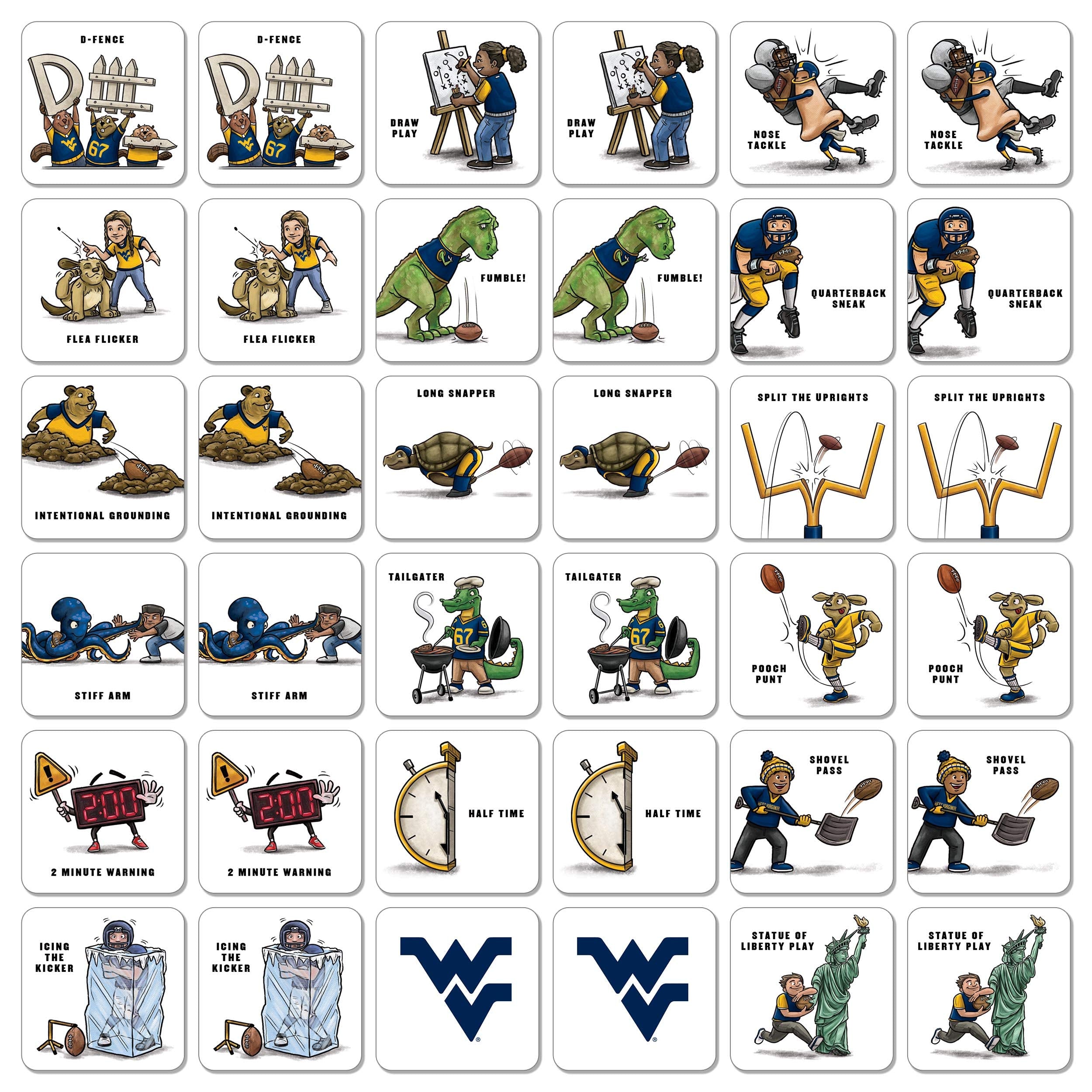 YouTheFan NCAA West Virginia Mountaineers Licensed Memory Match Game - Sports Collectibles, Sports Memorabilia, Sports Fan Shop, Sports Gifts