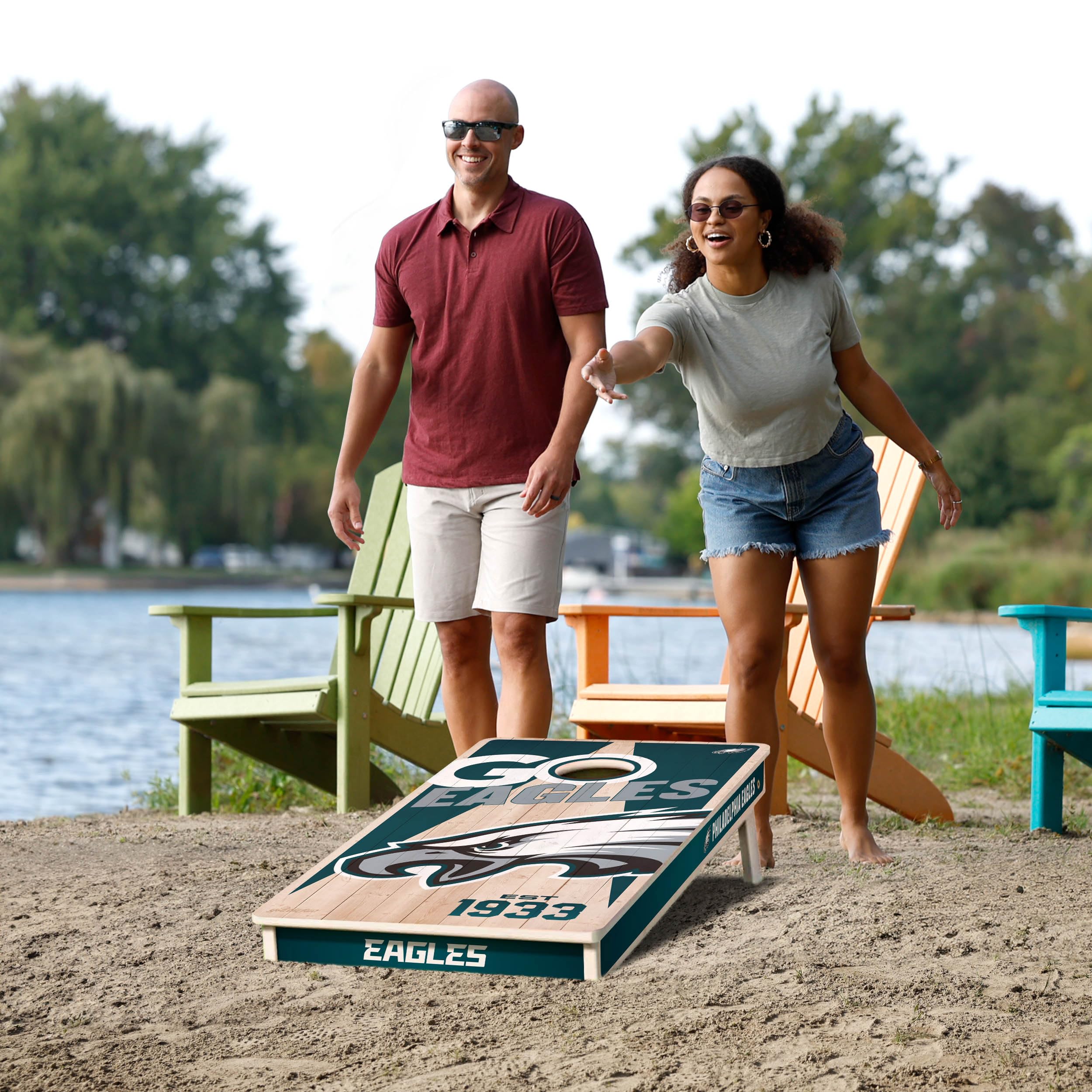 YouTheFan NFL Philadelphia Eagles 2’ x 4’ Professional Wood Cornhole Game with Logo Bags - Sports Collectibles, Sports Memorabilia, Sports Fan Shop, Sports Gifts