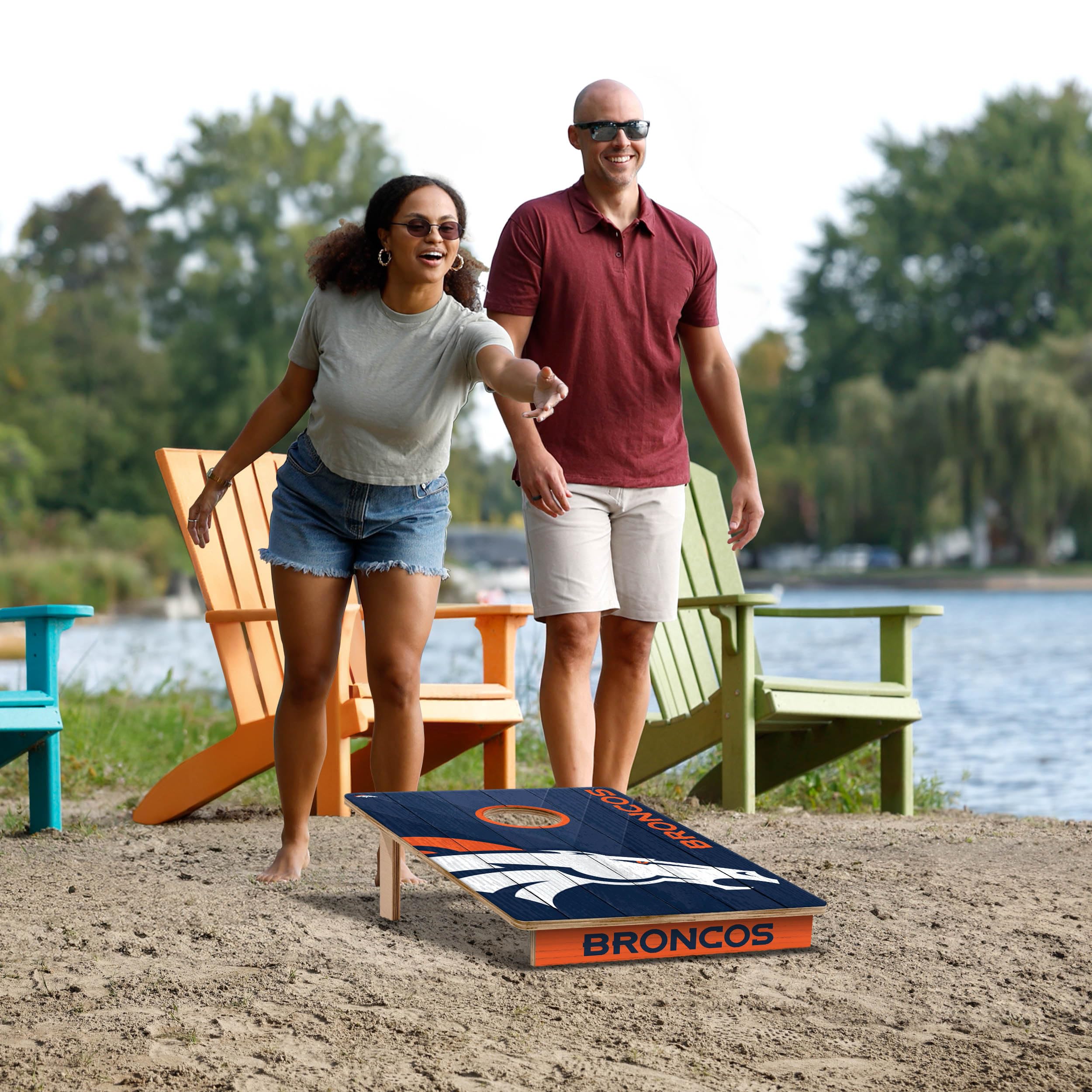 YouTheFan NFL Denver Broncos 2’ x 3’ Wood Cornhole Game with Logo Bags - Sports Collectibles, Sports Memorabilia, Sports Fan Shop, Sports Gifts