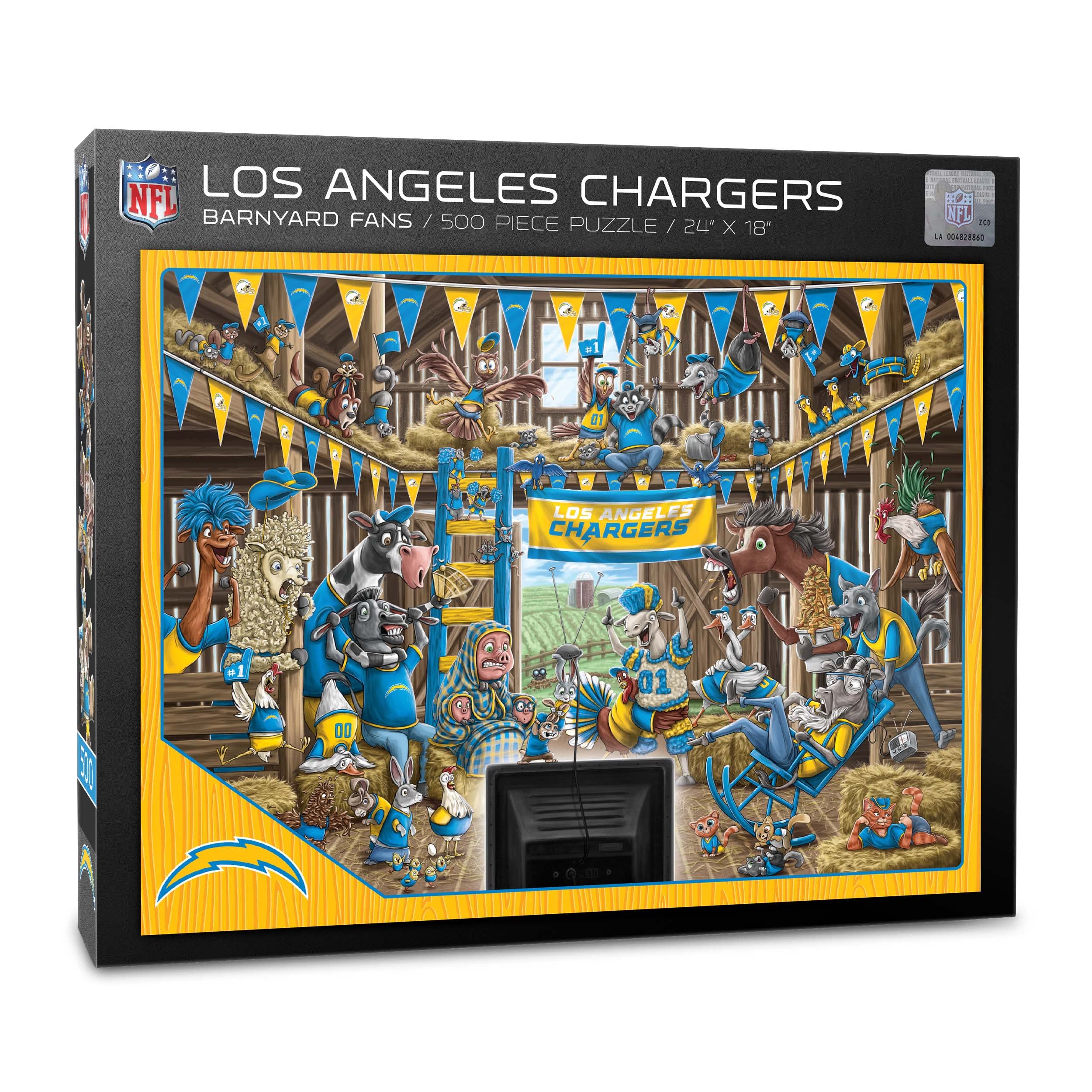 YouTheFan NFL LA Chargers Barnyard Fans 500pc Puzzle - Sports Collectibles, Sports Memorabilia, Sports Fan Shop, Sports Gifts