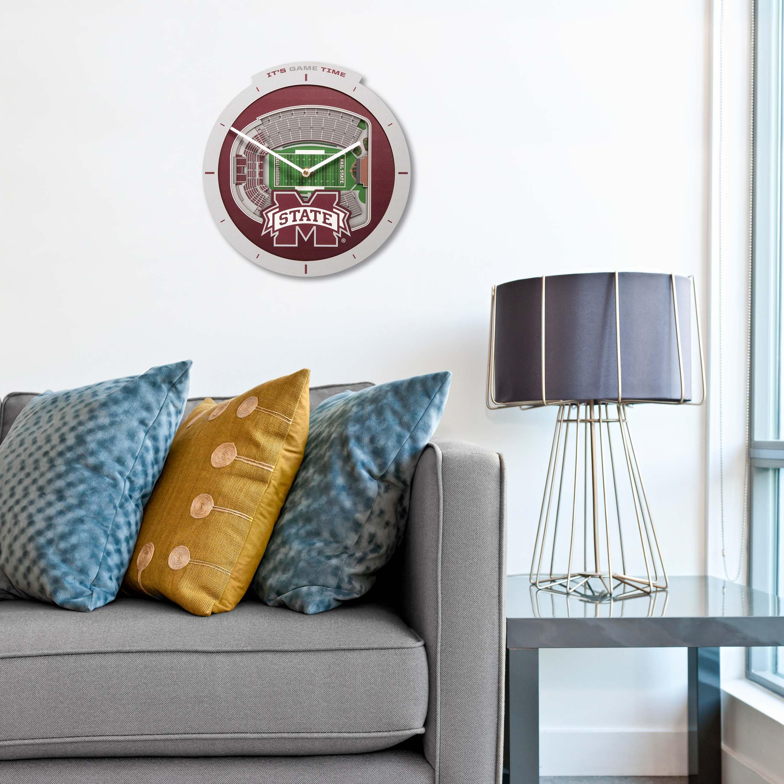 YouTheFan NCAA Mississippi State Bulldogs 3D StadiumView Clock - Sports Collectibles, Sports Memorabilia, Sports Fan Shop, Sports Gifts