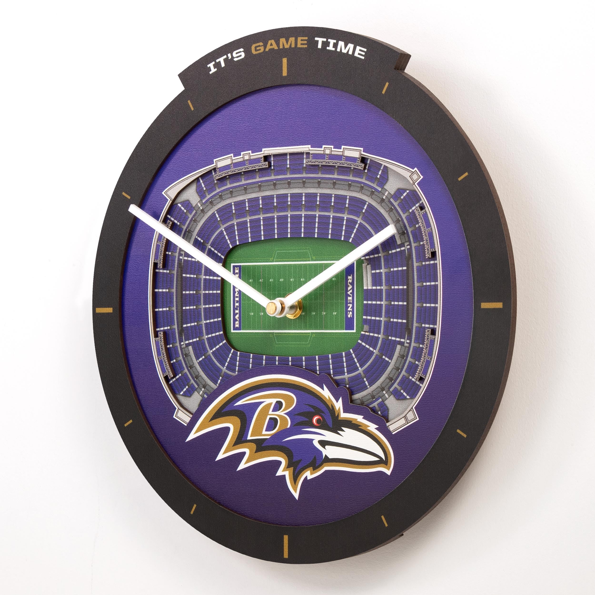 YouTheFan NFL Baltimore Ravens 3D StadiumView Clock - Sports Gifts, Sports Memorabilia, Sports Collectibles, Fan Shop