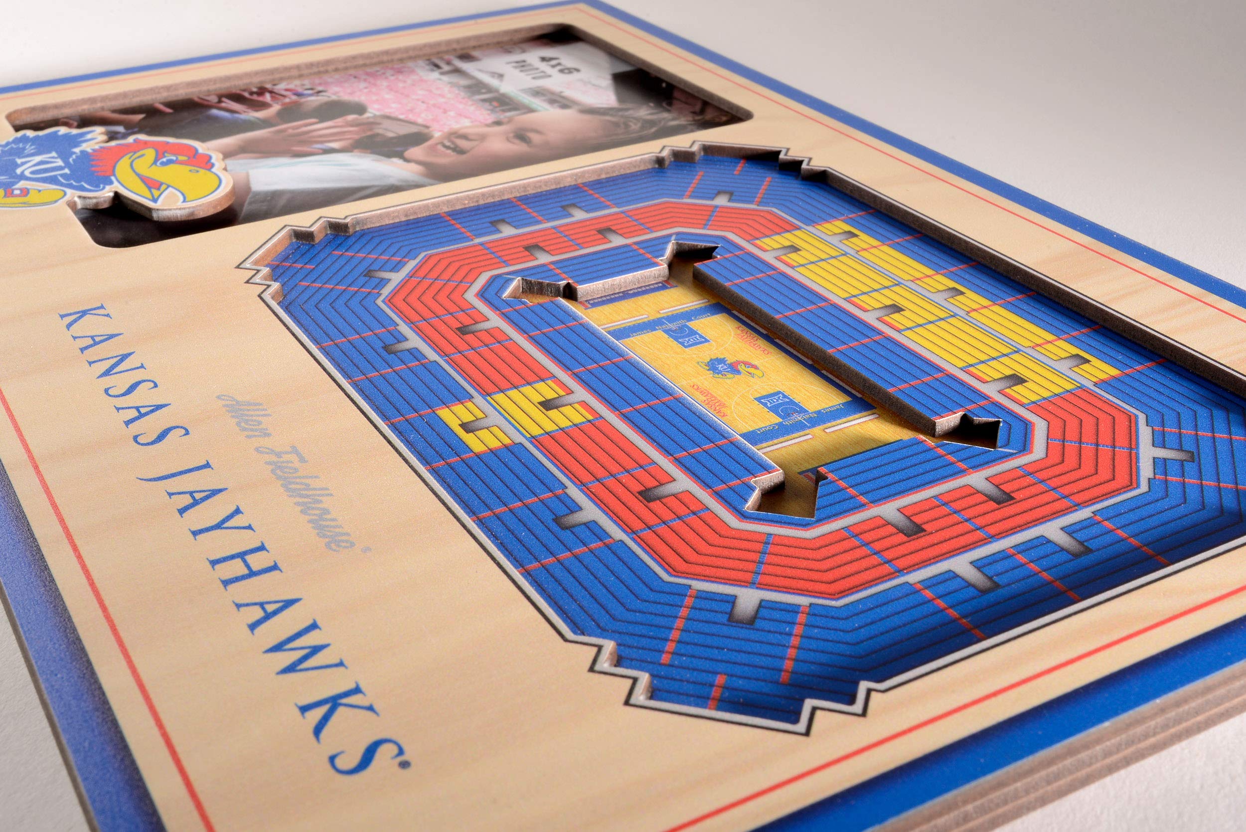 YouTheFan NCAA Kansas Jayhawks 3D StadiumView Picture Frame - Allen Fieldhouse, 12" x 8" - Sports Collectibles, Sports Memorabilia, Sports Fan Shop, Sports Gifts