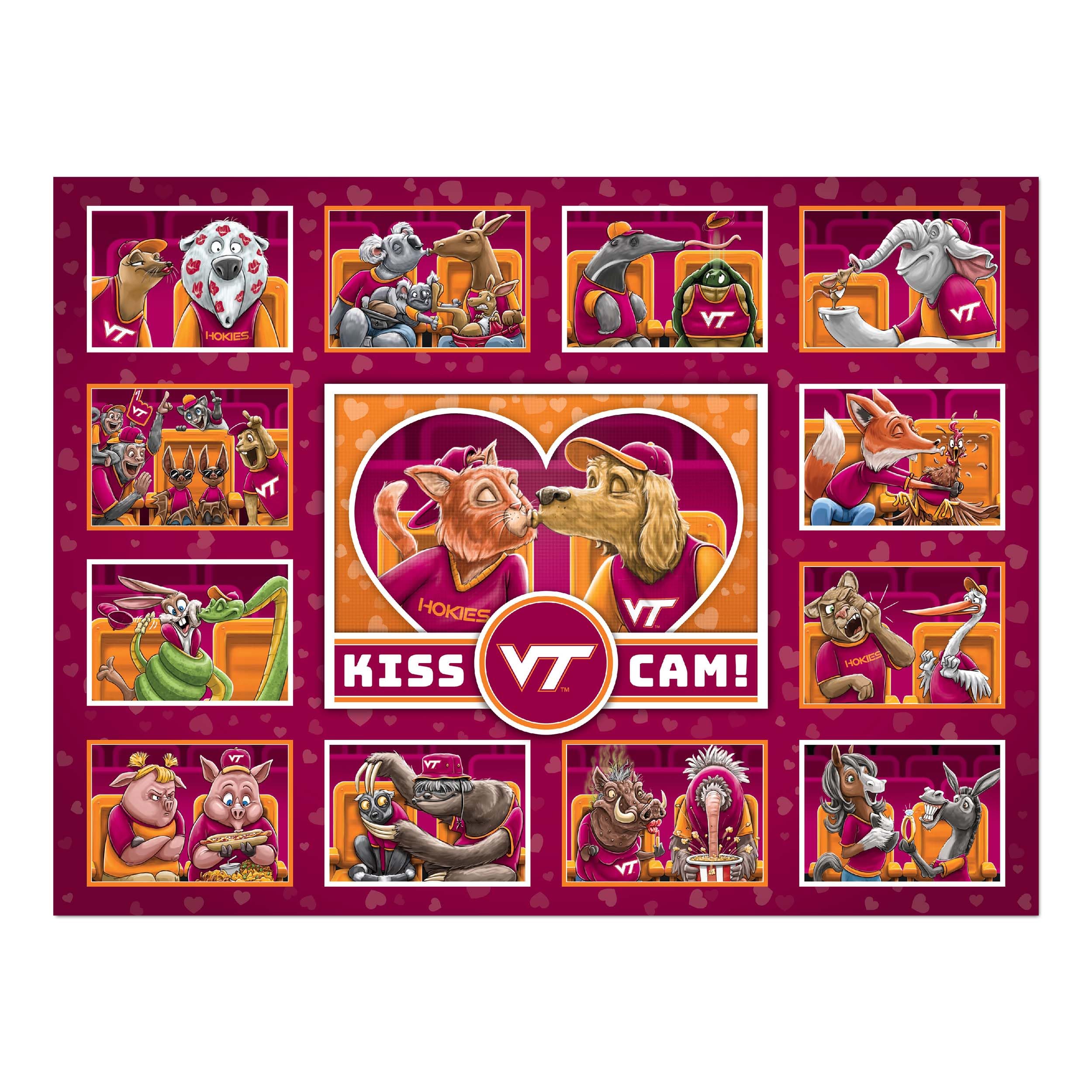 YouTheFan NCAA Virginia Tech Hokies Kiss Cam 500pc Puzzle - Sports Collectibles, Sports Memorabilia, Sports Fan Shop, Sports Gifts