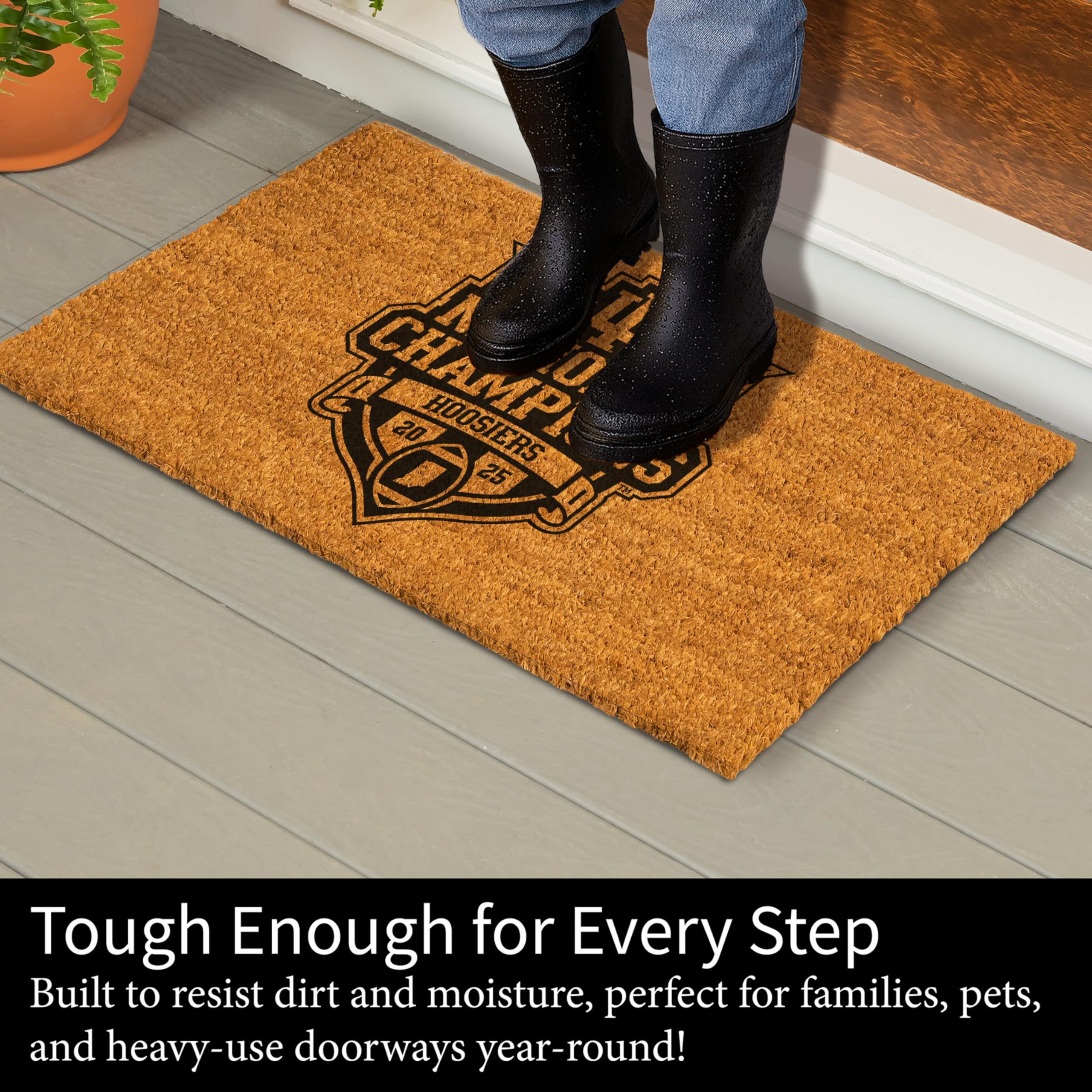 NCAA Indiana University Coir Doormat, CFP National Champions 2025-26, 28 x 16 Inches College Sports Coir Mat, Non Slip Back Front Door Welcome Floor Mat, Indoor Outdoor Entrance Rug - Sports Gifts, Sports Memorabilia, Sports Collectibles, Fan Shop