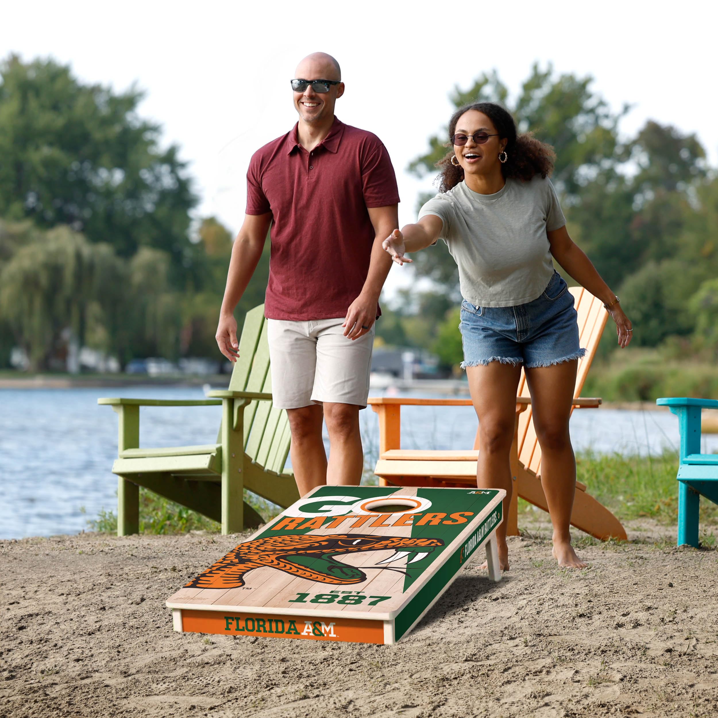 YouTheFan NCAA Florida A&M Rattler 2’ x 4’ Professional Wood Cornhole Game with Logo Bags - Sports Collectibles, Sports Memorabilia, Sports Fan Shop, Sports Gifts