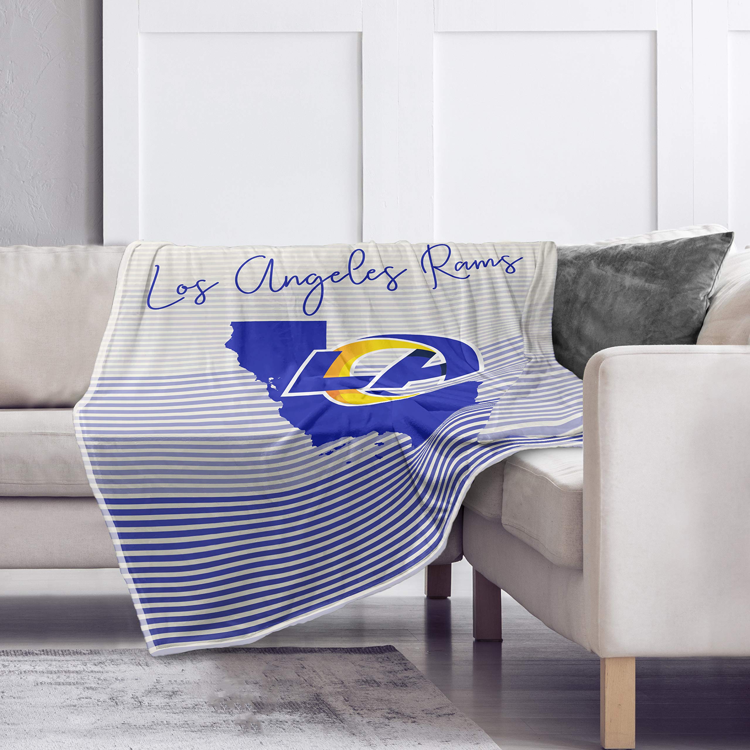 Pegasus Sports NFL Ultra Fleece State Stripe Blanket- Los Angeles Rams, Team Color, 60x70 - Sports Gifts, Sports Memorabilia, Sports Collectibles, Fan Shop