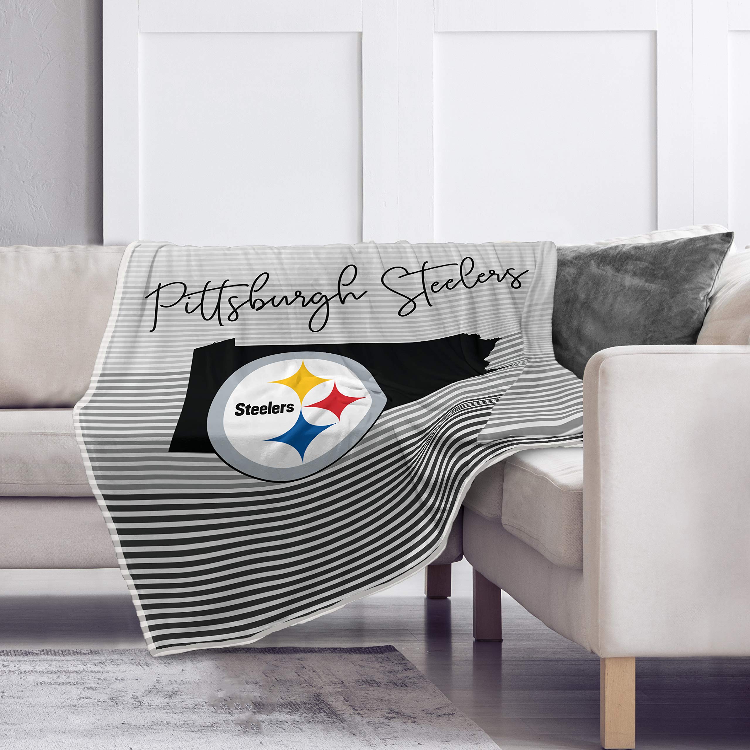 Pegasus Sports NFL Ultra Fleece State Stripe Blanket- Pittsburgh Steelers, Team Color, 60x70 - Sports Gifts, Sports Memorabilia, Sports Collectibles, Fan Shop