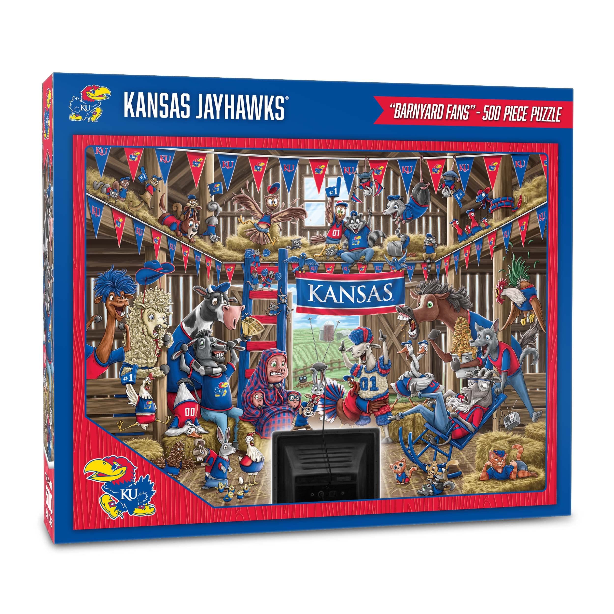 YouTheFan NCAA Kansas Jayhawks Barnyard Fans 500pc Puzzle - Sports Collectibles, Sports Memorabilia, Sports Fan Shop, Sports Gifts