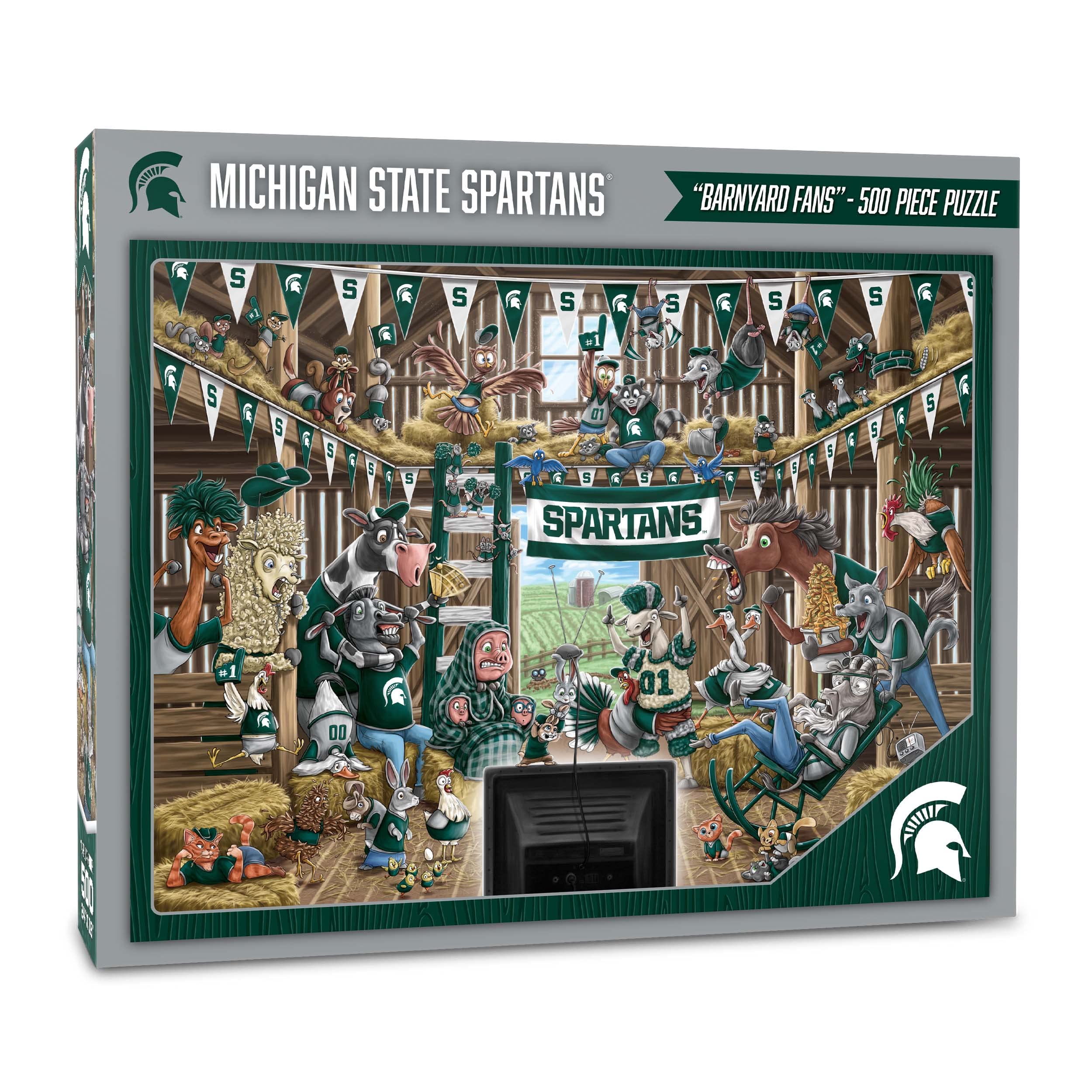 YouTheFan NCAA Michigan State Spartans Barnyard Fans 500pc Puzzle - Sports Collectibles, Sports Memorabilia, Sports Fan Shop, Sports Gifts