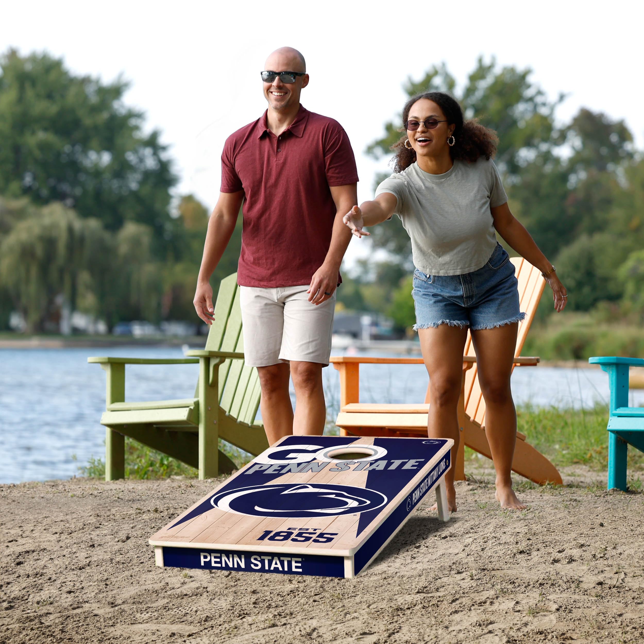 YouTheFan NCAA Penn State Nittany Lions 2’ x 4’ Professional Wood Cornhole Game with Logo Bags - Sports Collectibles, Sports Memorabilia, Sports Fan Shop, Sports Gifts
