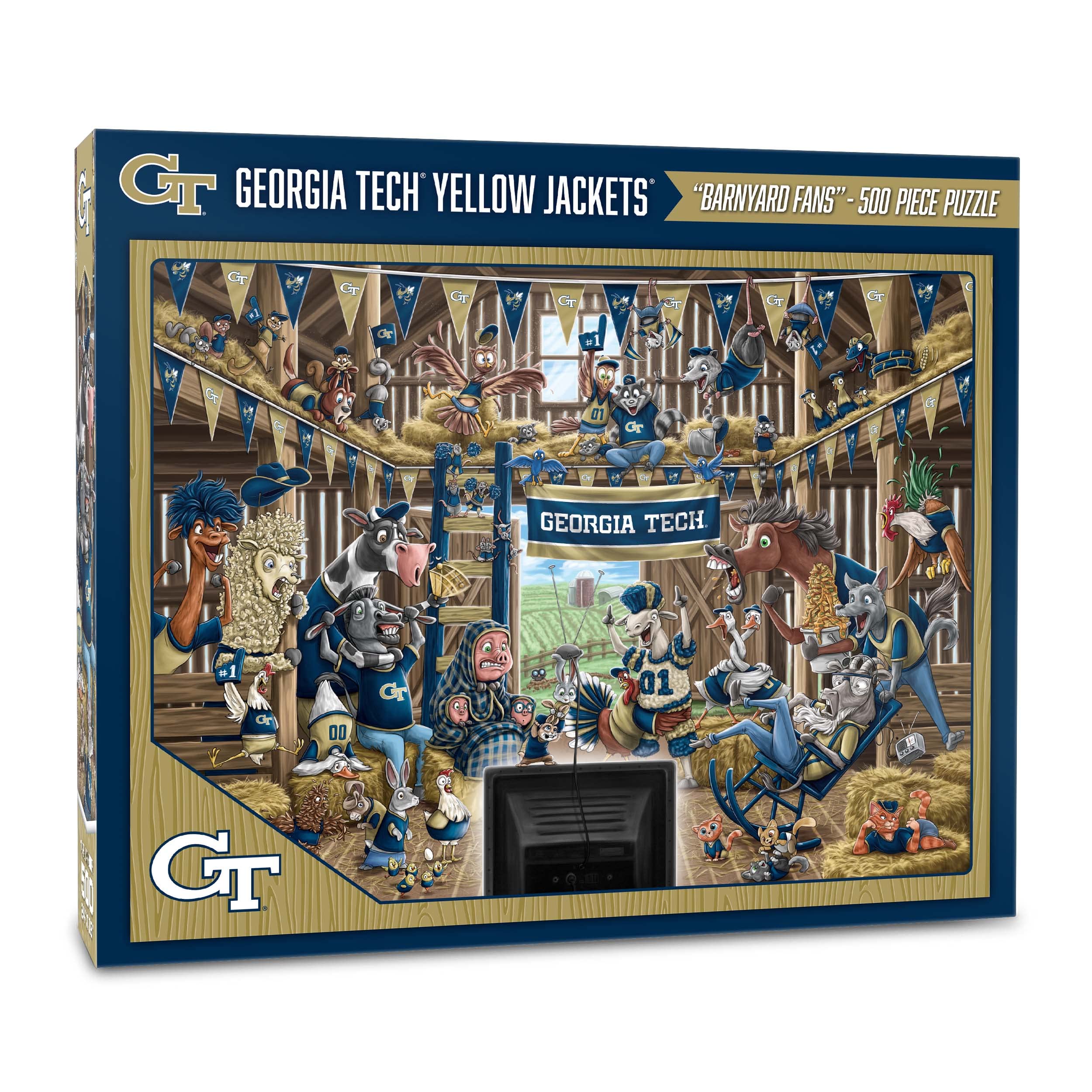 YouTheFan NCAA Georgia Tech Yellow Jackets Barnyard Fans 500pc Puzzle, Team Colors - Sports Collectibles, Sports Memorabilia, Sports Fan Shop, Sports Gifts