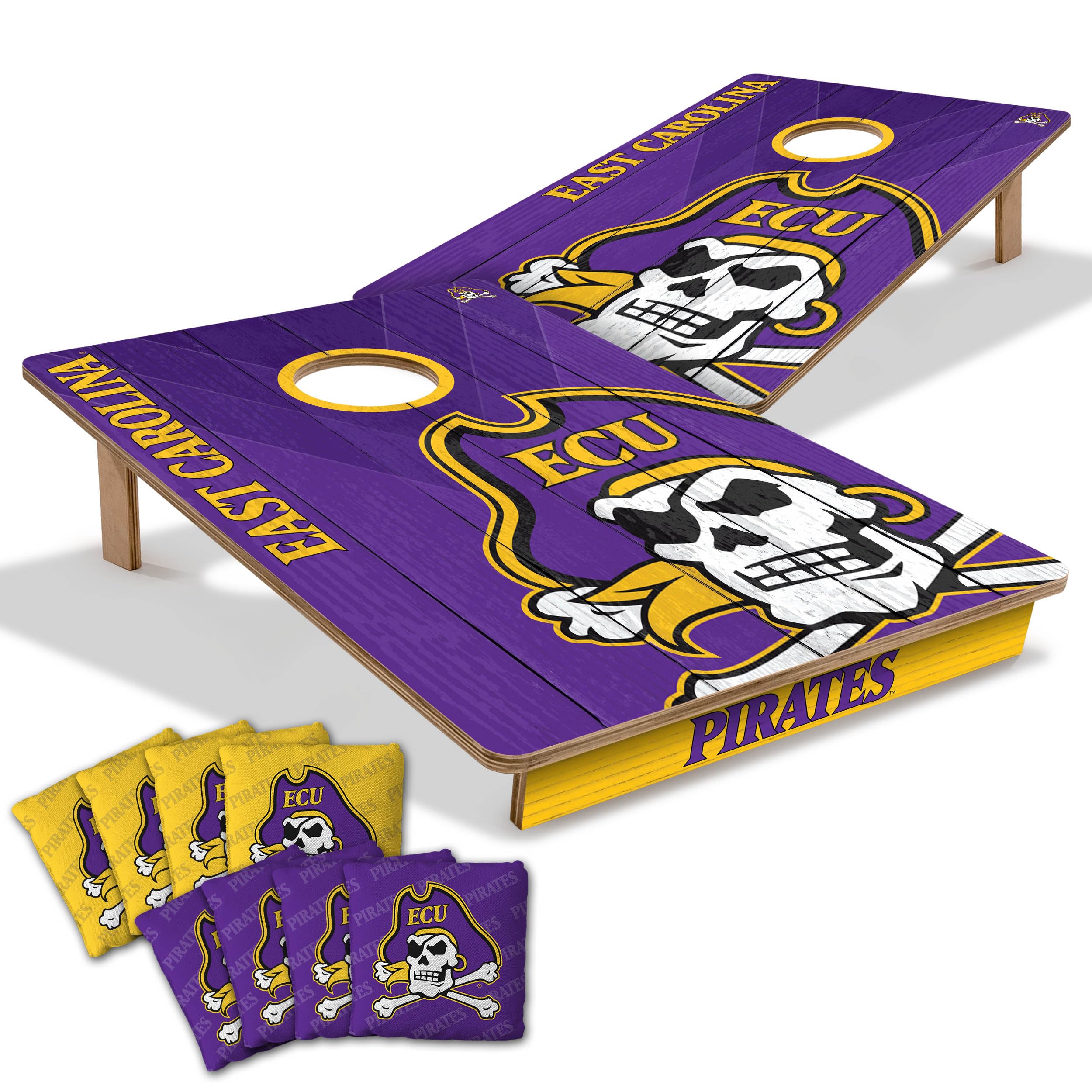 YouTheFan NCAA East Carolina Pirates 2’ x 3’ Wood Cornhole Game with Logo Bags - Sports Collectibles, Sports Memorabilia, Sports Fan Shop, Sports Gifts