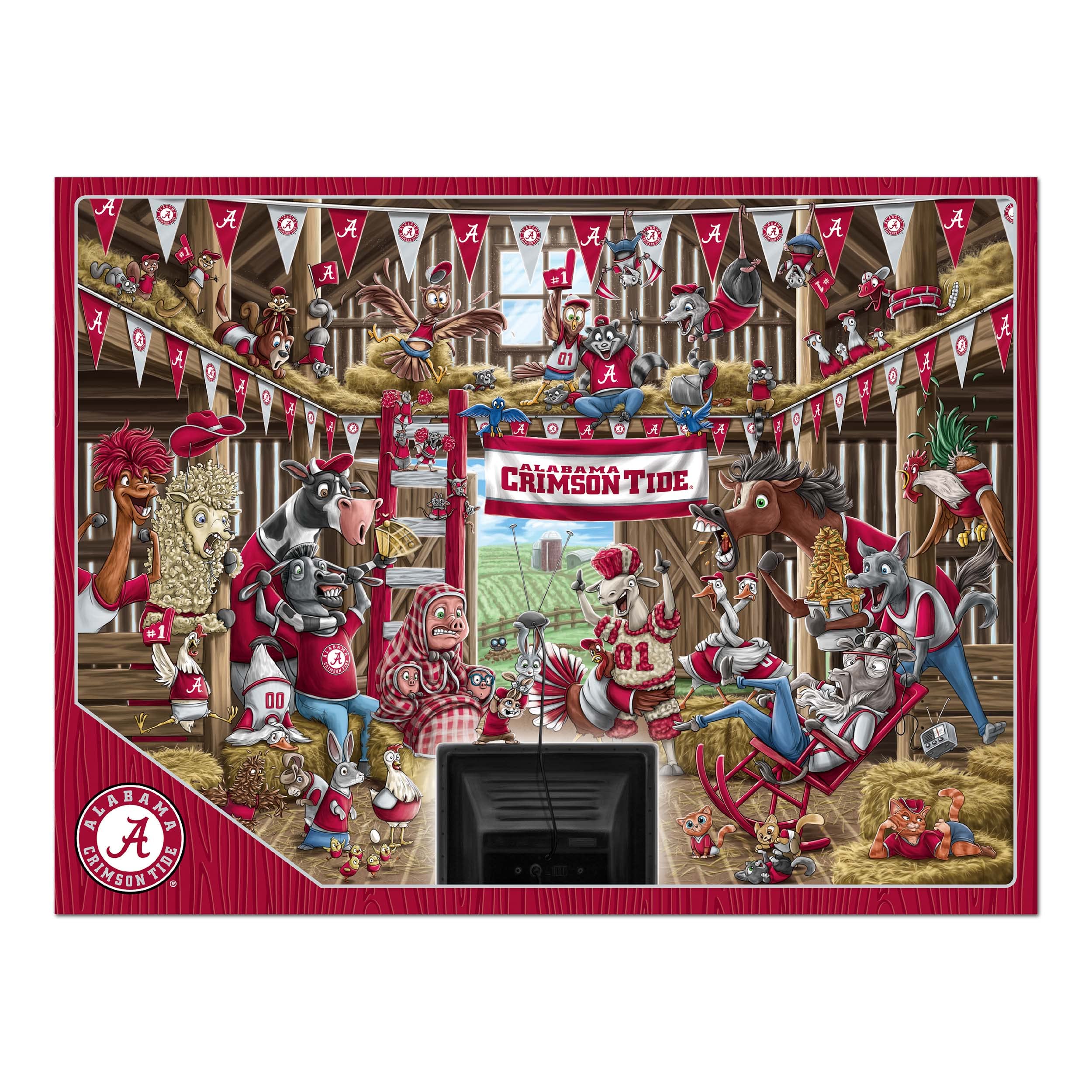 YouTheFan NCAA Alabama Crimson Tide Barnyard Fans 500pc Puzzle - Sports Collectibles, Sports Memorabilia, Sports Fan Shop, Sports Gifts