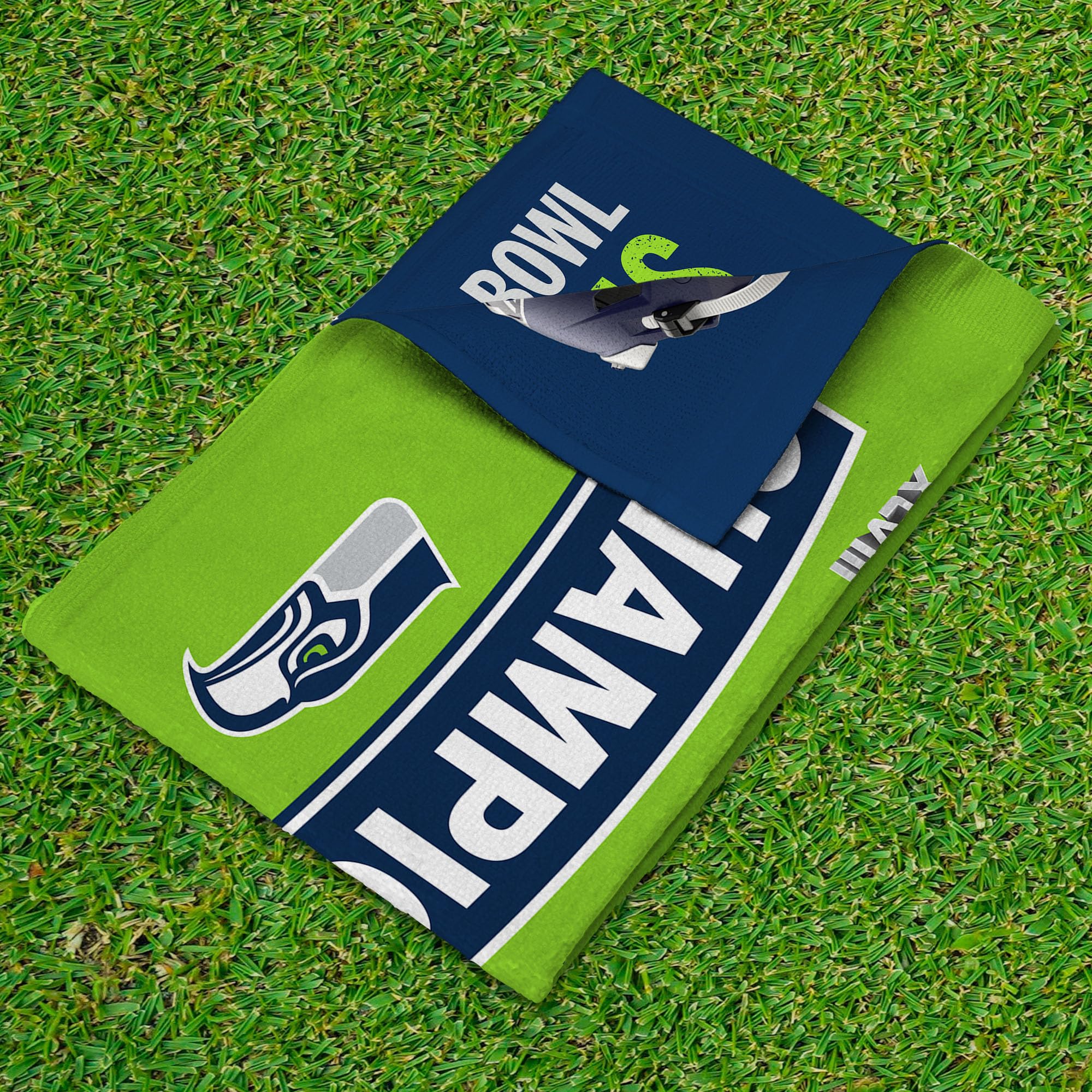 Northwest NFL Super Bowl 2026 Seattle Seahawks Multi Champs Built Fan Towel 2-Pack, 16 x 25 in - Sports Gifts, Sports Memorabilia, Sports Collectibles, Fan Shop