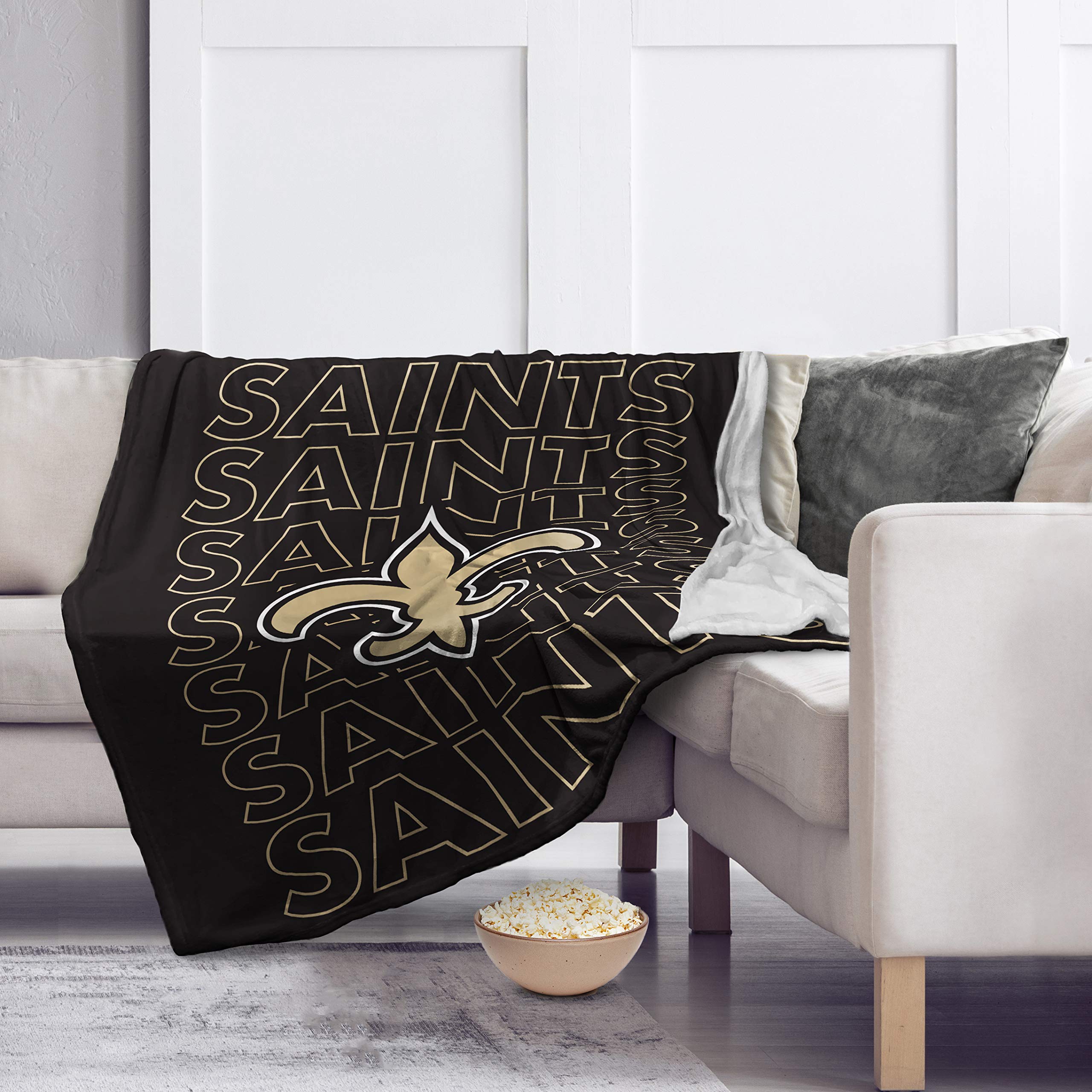 Pegasus Sports NFL Echo Team Wordmark Plush Blanket- New Orleans Saints, Team Color, 60x70 - Sports Gifts, Sports Memorabilia, Sports Collectibles, Fan Shop