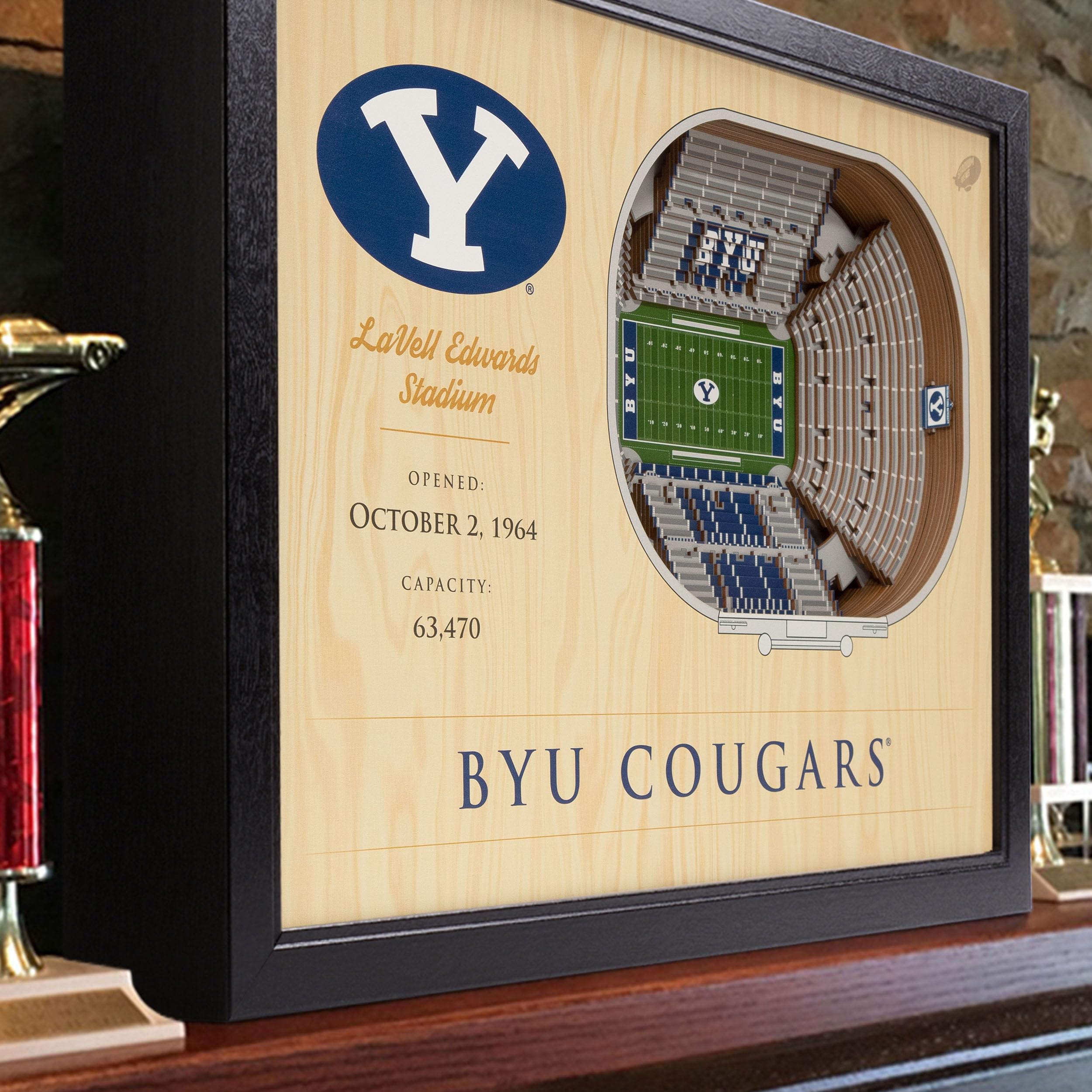YouTheFan NCAA BYU Cougars 25-Layer StadiumViews 3D Wall Art - LaVell Edwards Stadium - Sports Collectibles, Sports Memorabilia, Sports Fan Shop, Sports Gifts