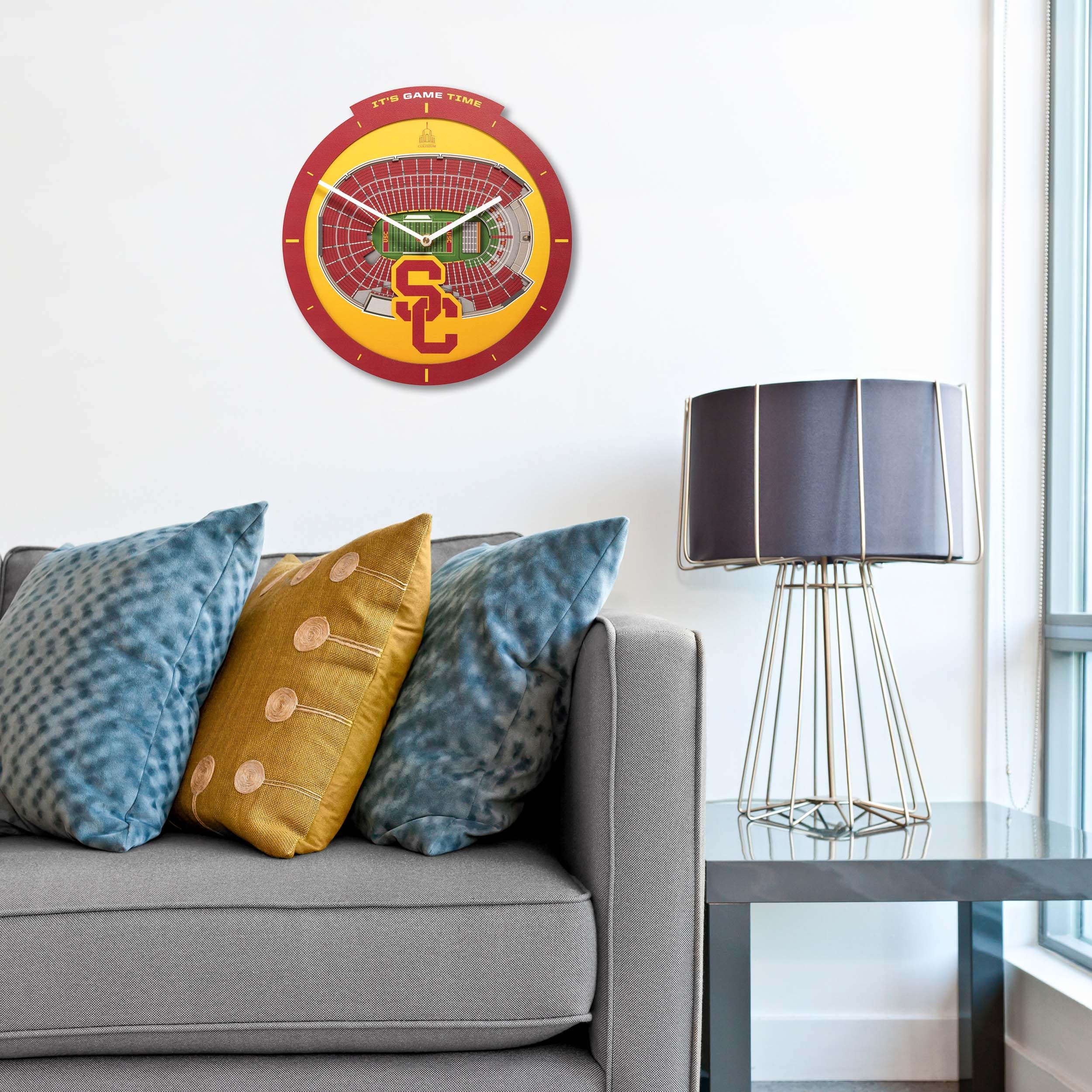 YouTheFan NCAA USC Trojans 3D StadiumView Clock - Sports Gifts, Sports Memorabilia, Sports Collectibles, Fan Shop
